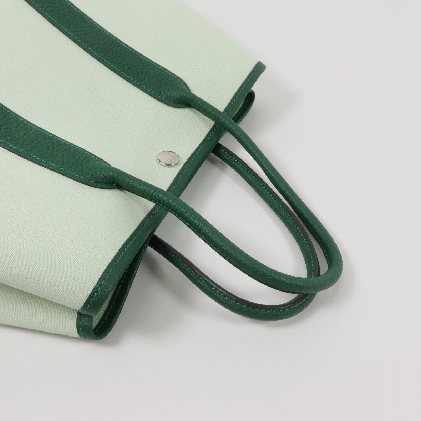 HERMES 帆布/Negonda皮革Garden Party TPM手挽袋Vert Peppermint/Moyen