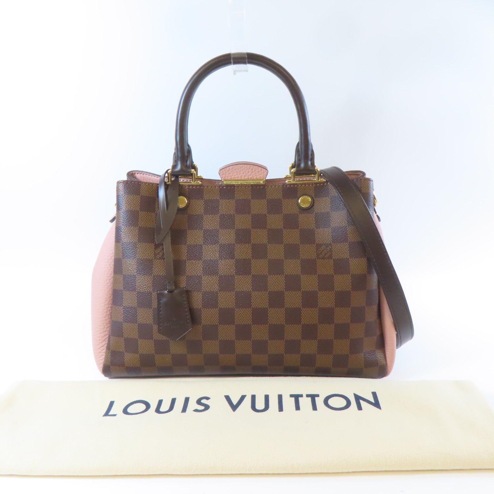 LOUIS VUITTON Damier Brittany金扣手挽肩背兩用袋啡色