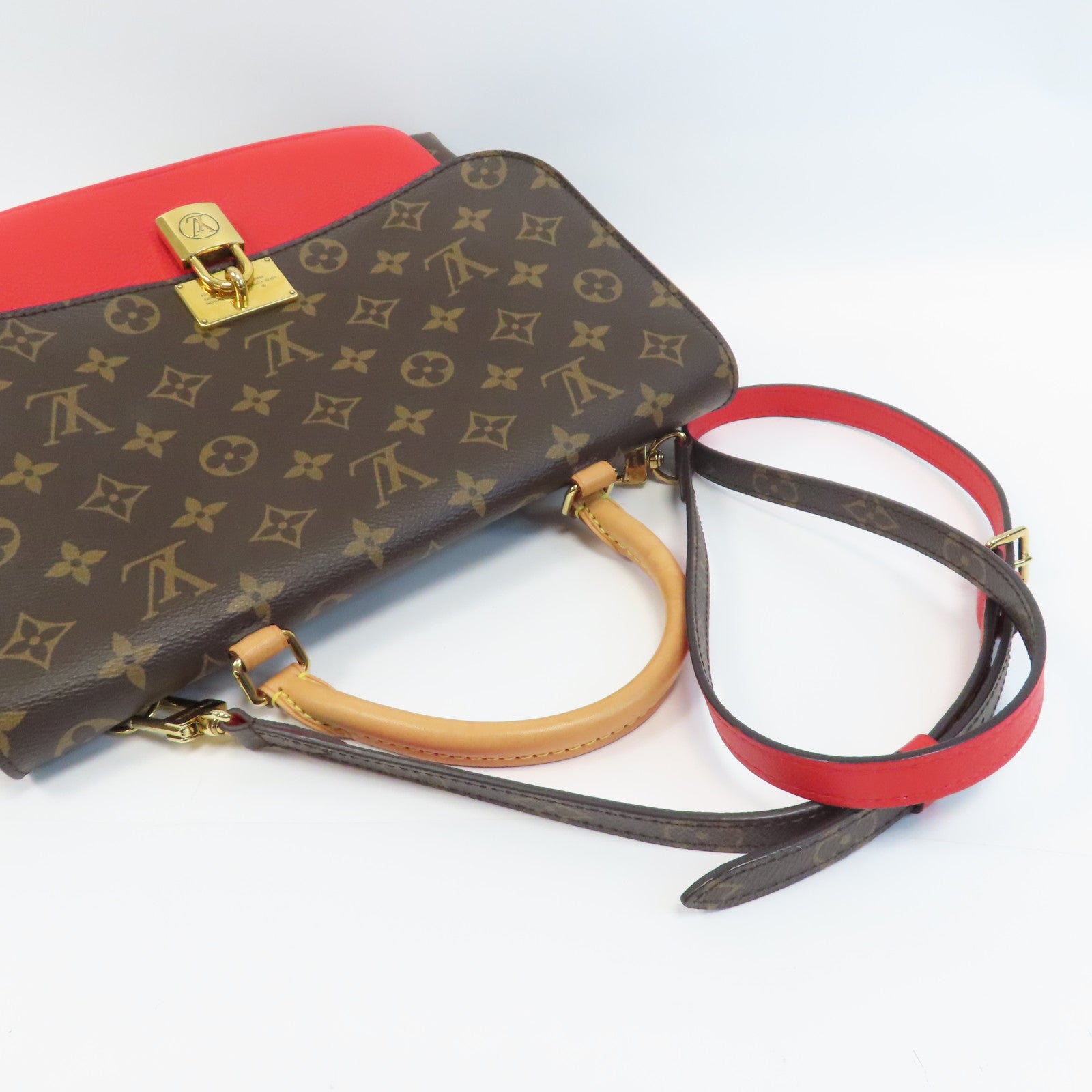 LOUIS VUITTON 【激減優惠】Monogram Marignan金扣手挽肩背兩用袋啡色/紅色
