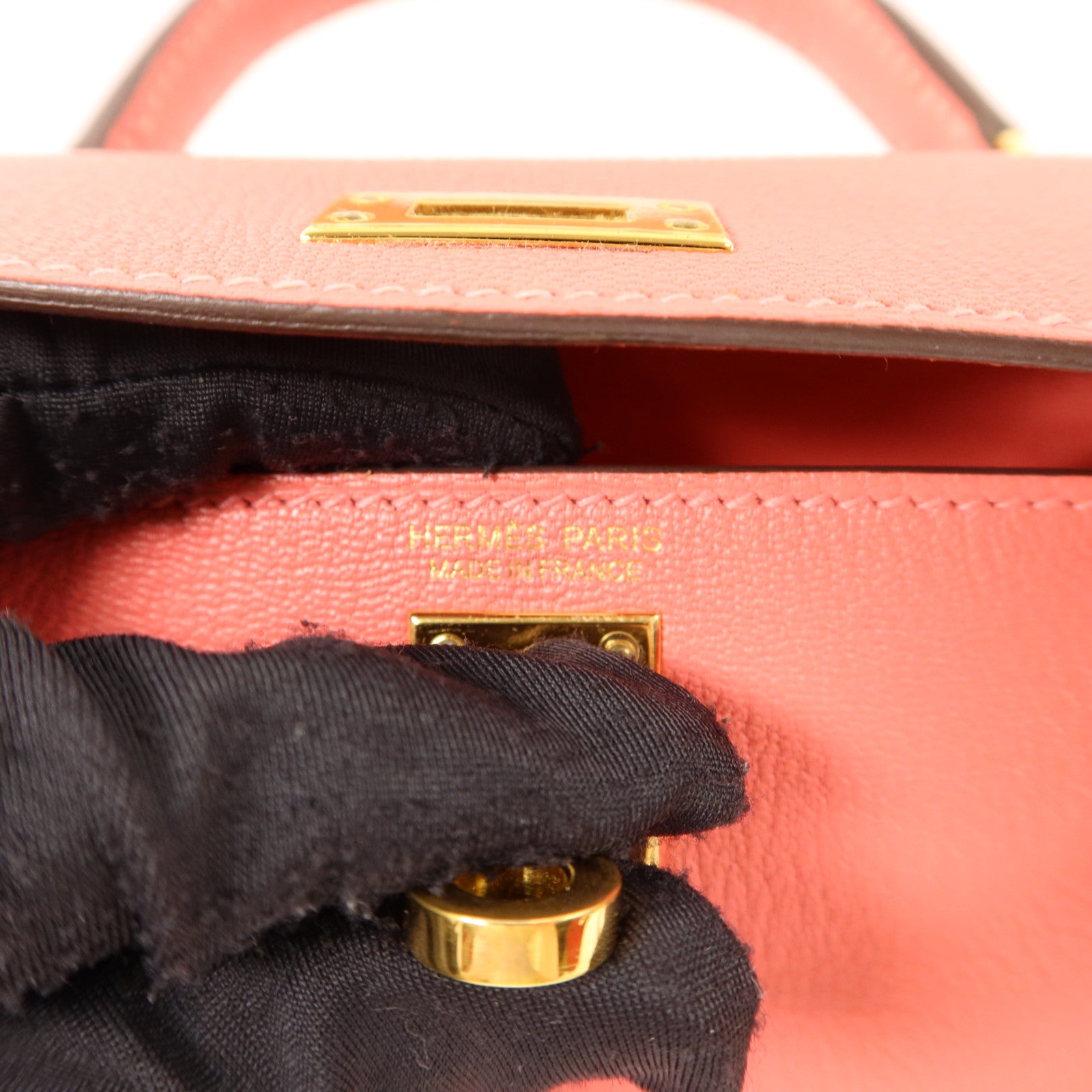 HERMES Chevre皮革Mini Kelly II手挽肩背兩用袋Rose Extreme