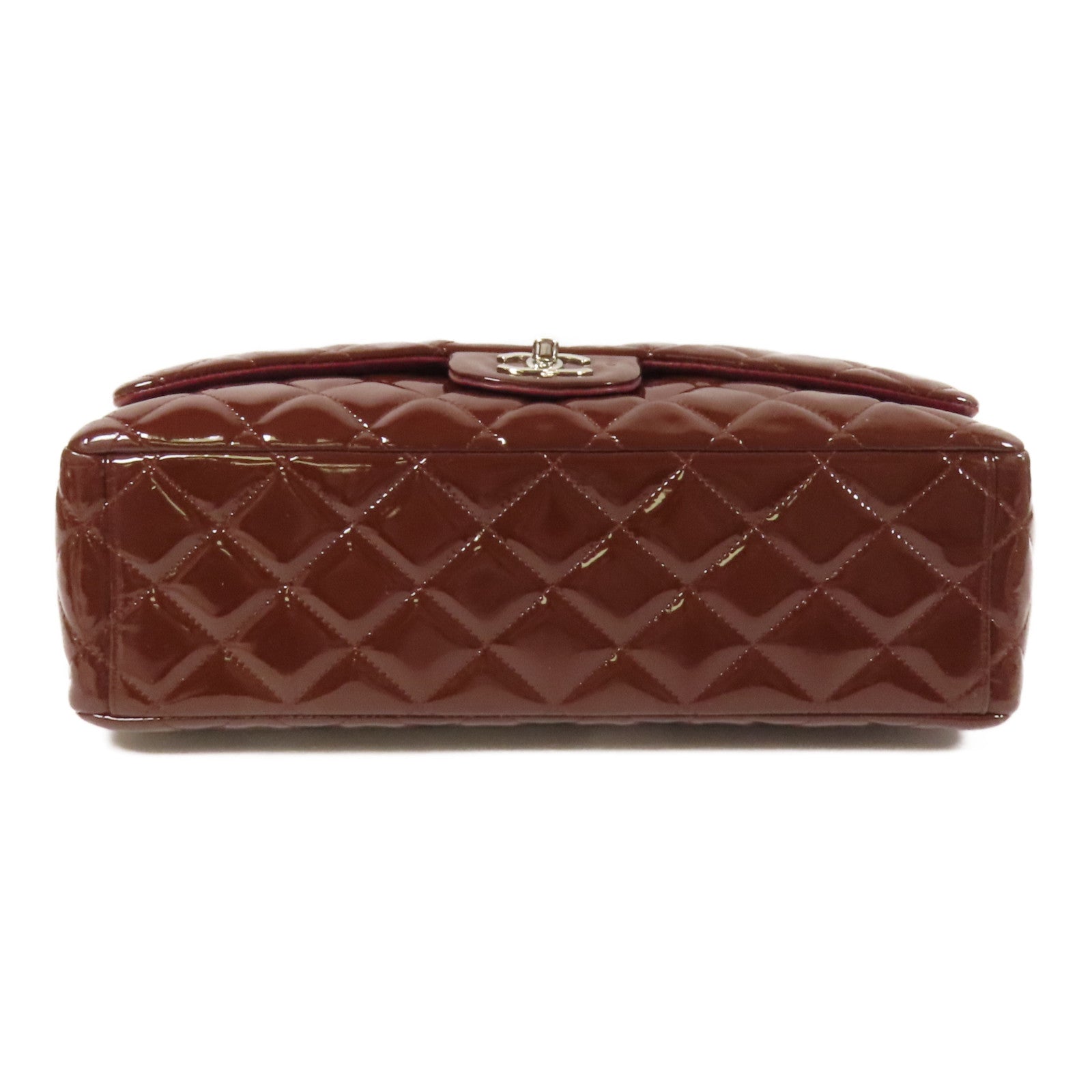 CHANEL 漆皮皮革Maxi Classic銀扣鏈帶肩背袋