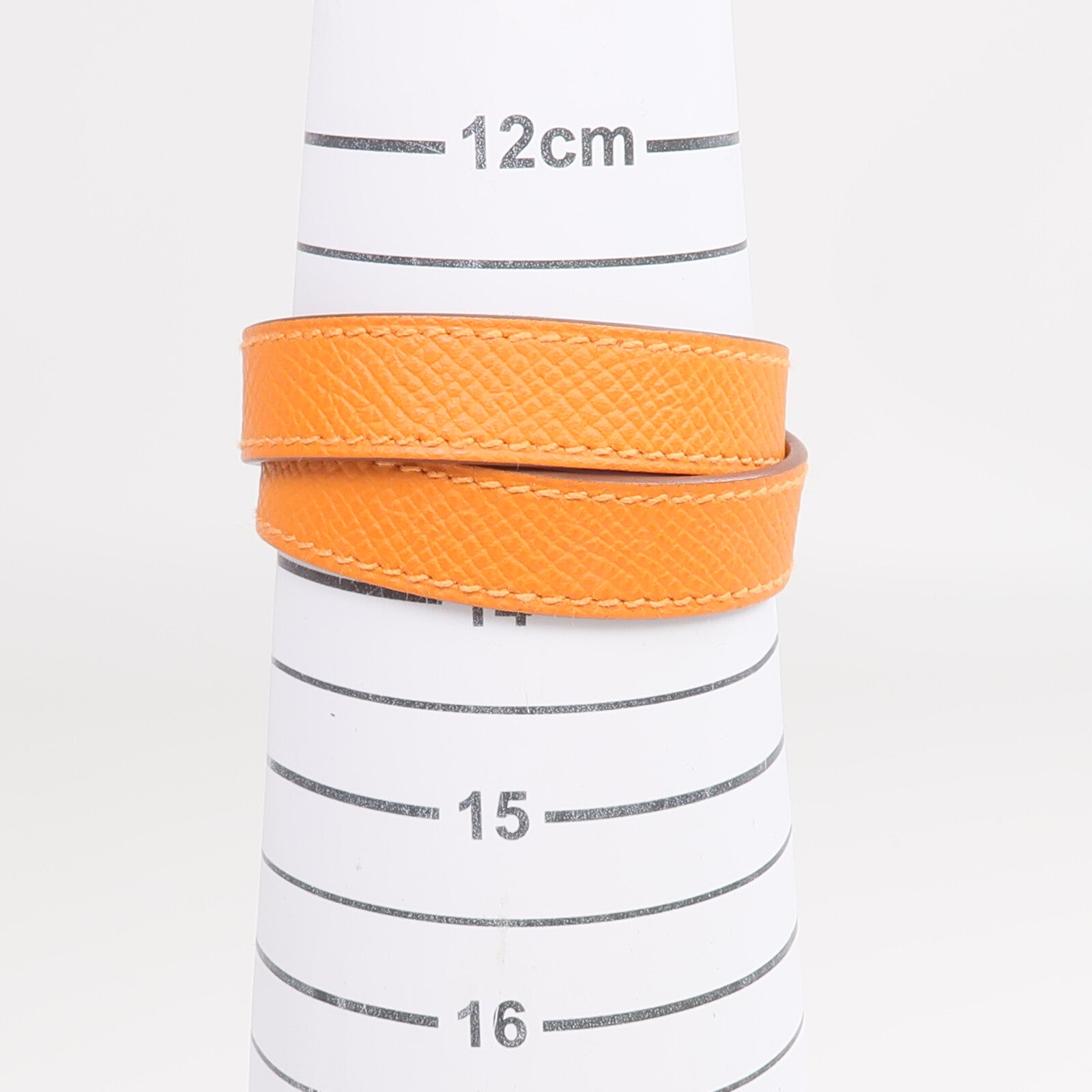 HERMES Epsom皮革Kelly Double Tour Bracelet金扣手帶Orange