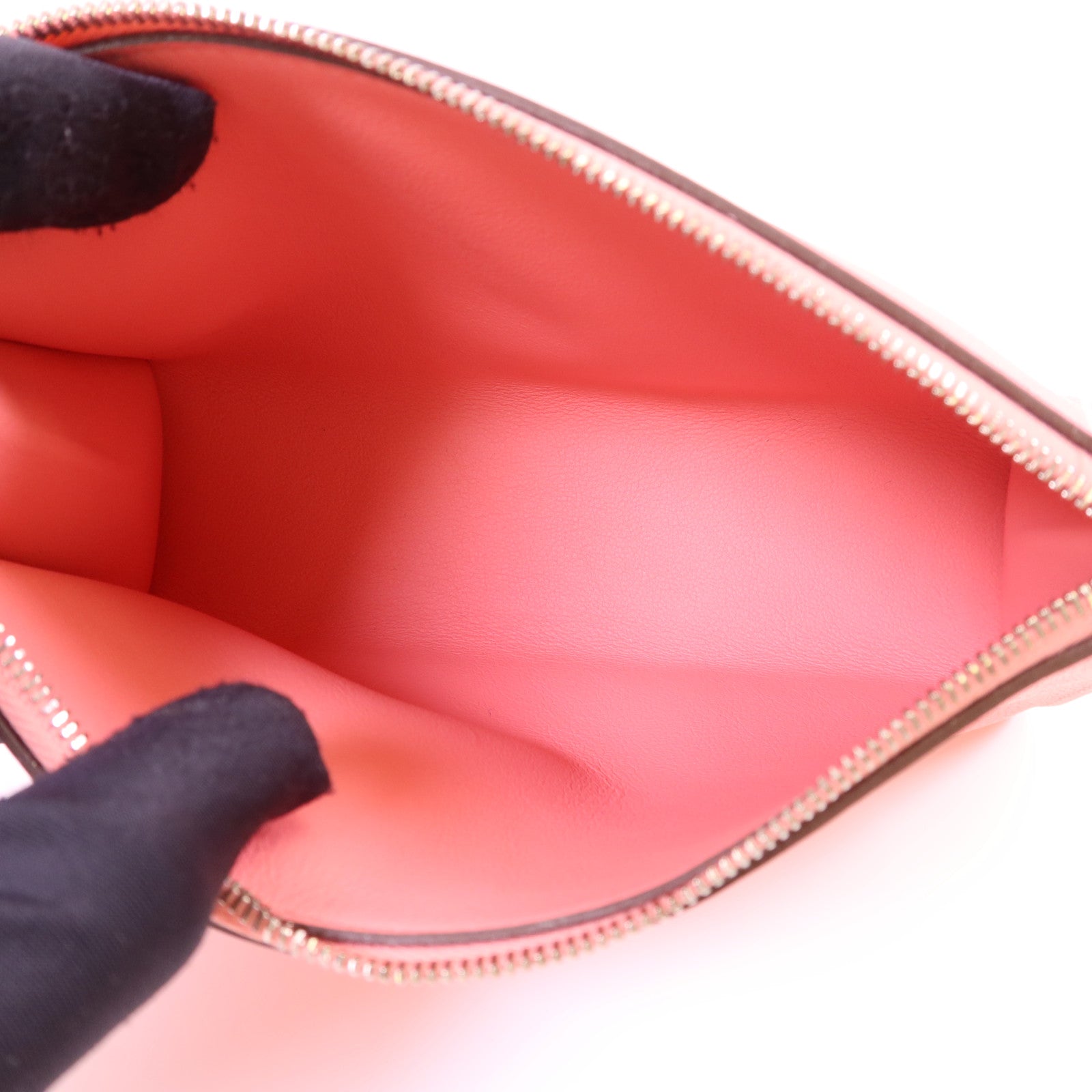 HERMES 【Hermes Fair】Evercolor皮革Zipengo Pouch銀扣小袋Rose Azalee