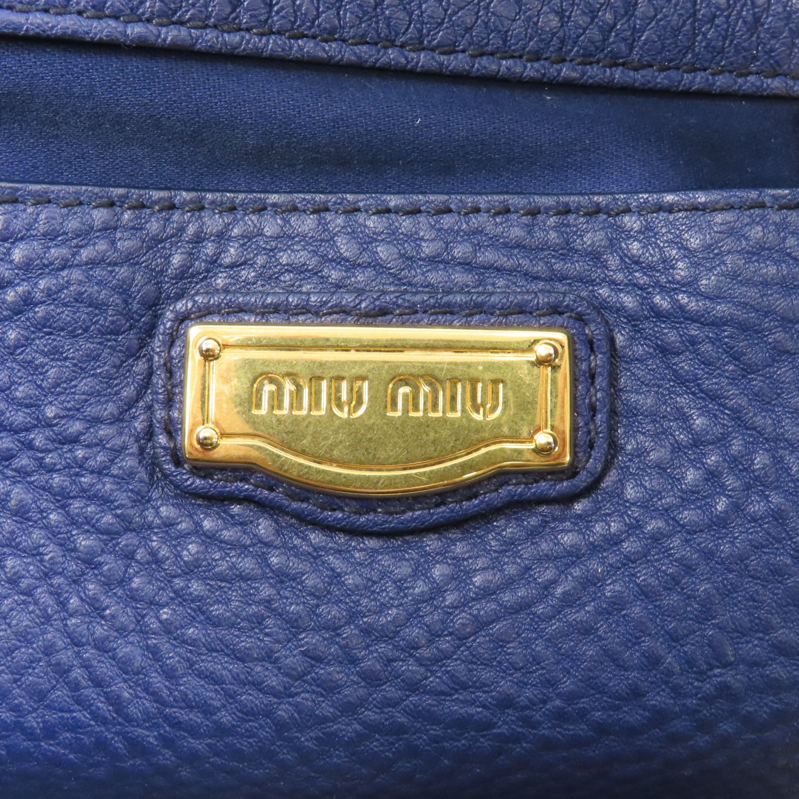 Miu Miu 牛皮皮革2 Way Shoulder Tote金扣手挽肩背兩用袋藍色