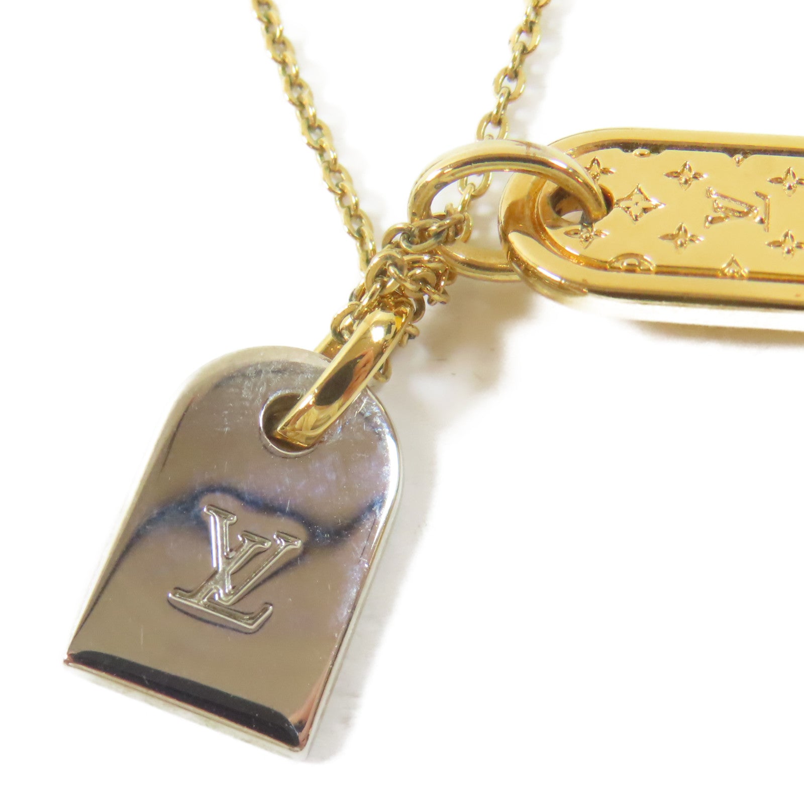 LOUIS VUITTON 金屬Nanogram Necklace項鍊#42cm