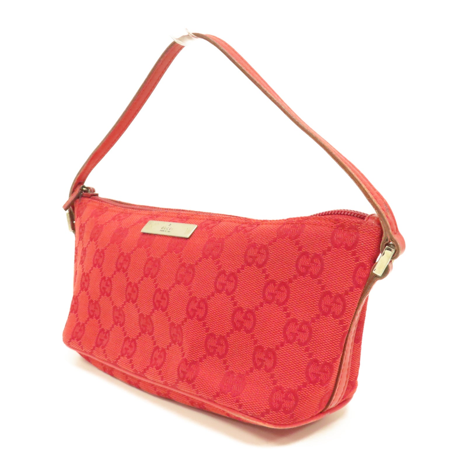 GUCCI 【激減優惠】帆布Hand Bag銀扣手挽袋紅色