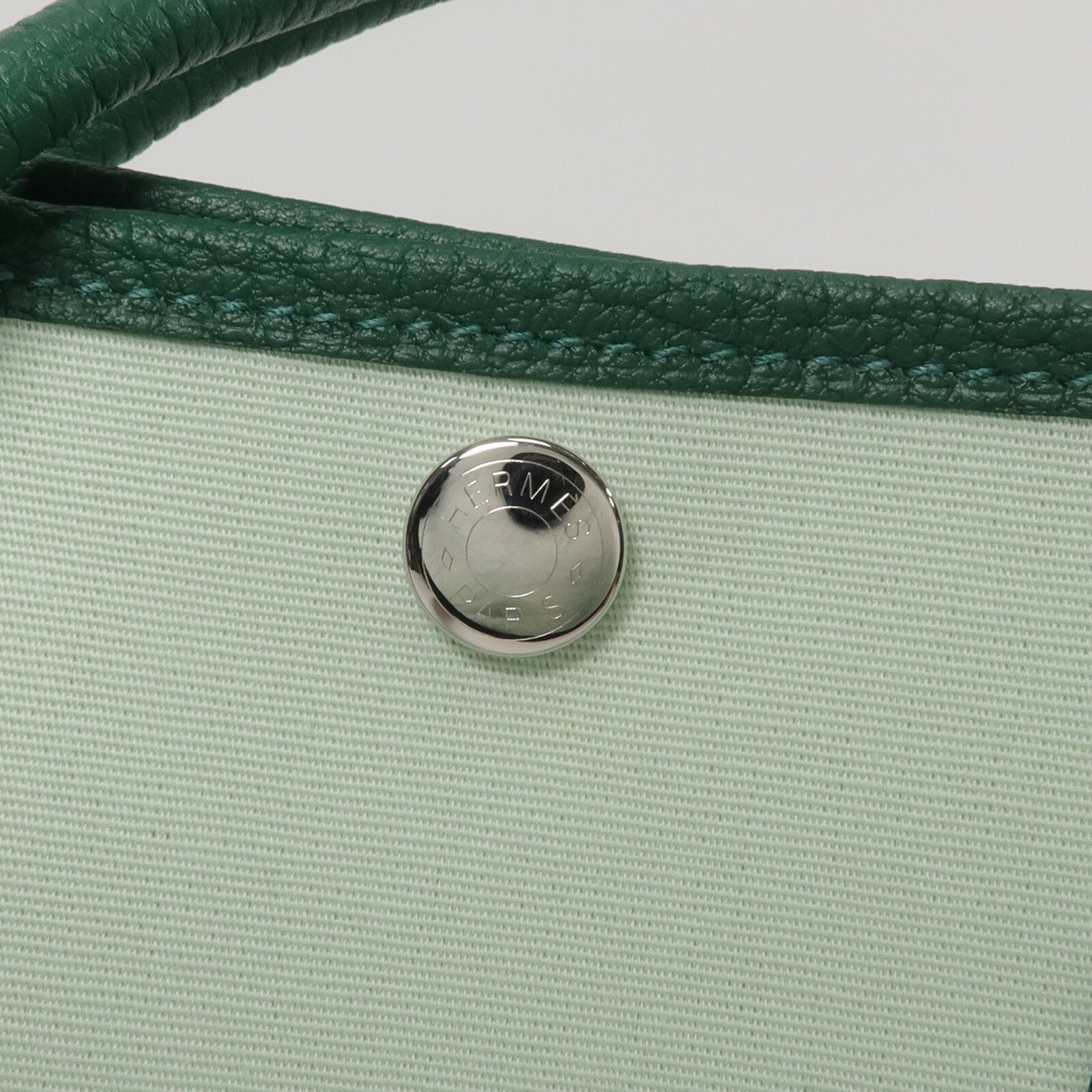 HERMES 帆布/Negonda皮革Garden Party TPM手挽袋Vert Peppermint/Moyen
