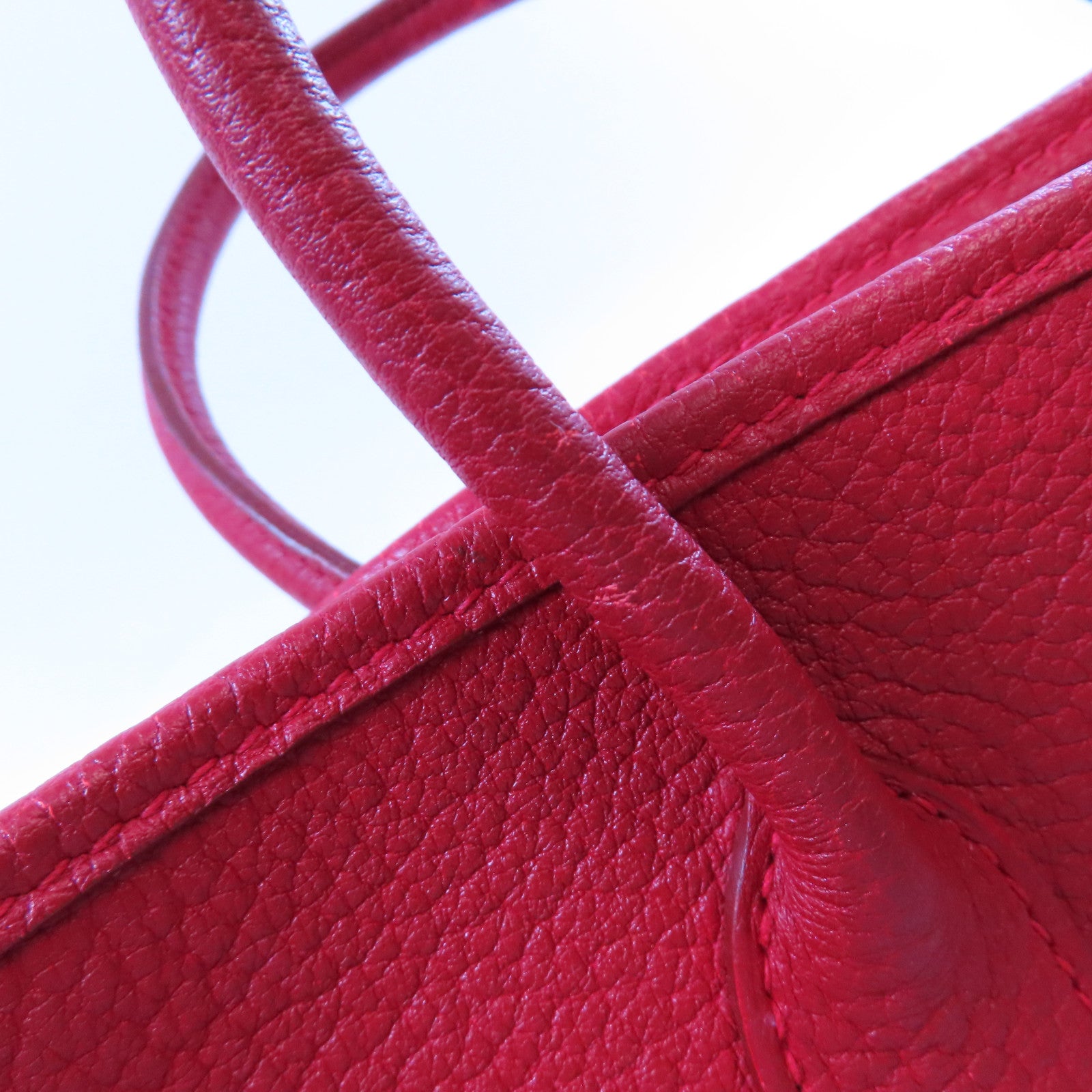 HERMES PHW Garden Party TPM Handbag Negonda Leather Q5 Rouge Casaque Red