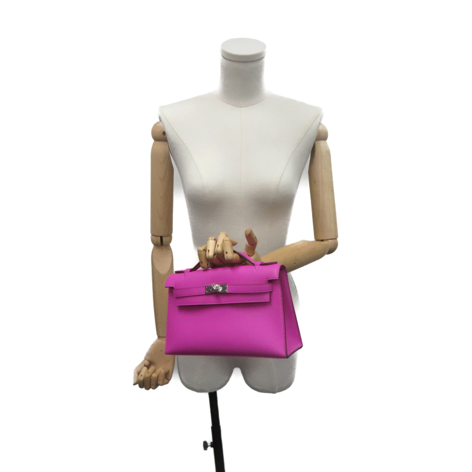 HERMES 【激減優惠】Swift皮革Mini Kelly Handbag銀扣手挽袋Magnolia玉蘭紫色