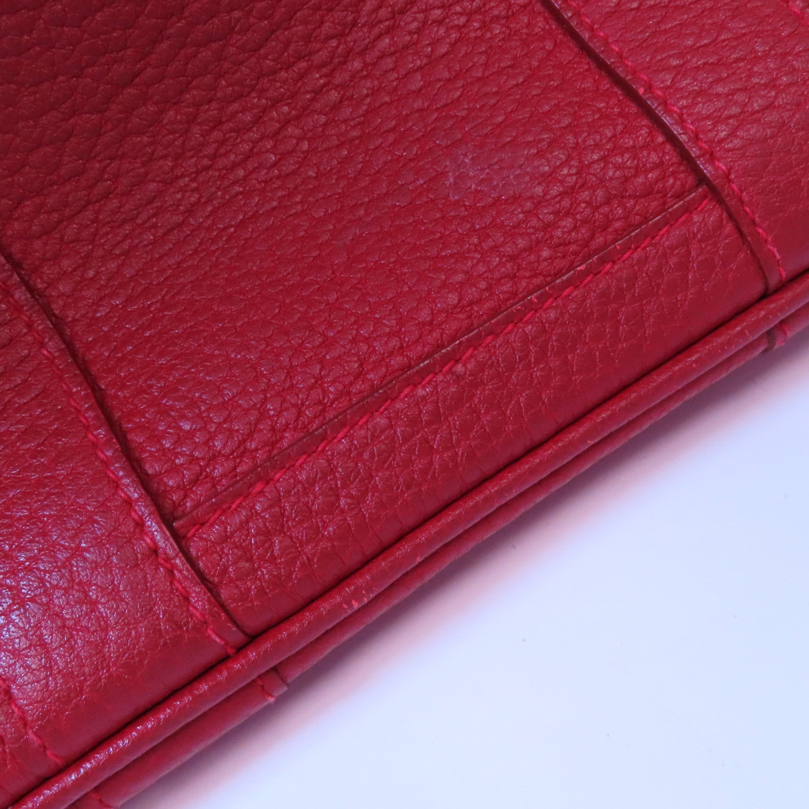 HERMES PHW Garden Party TPM Handbag Negonda Leather Q5 Rouge Casaque Red