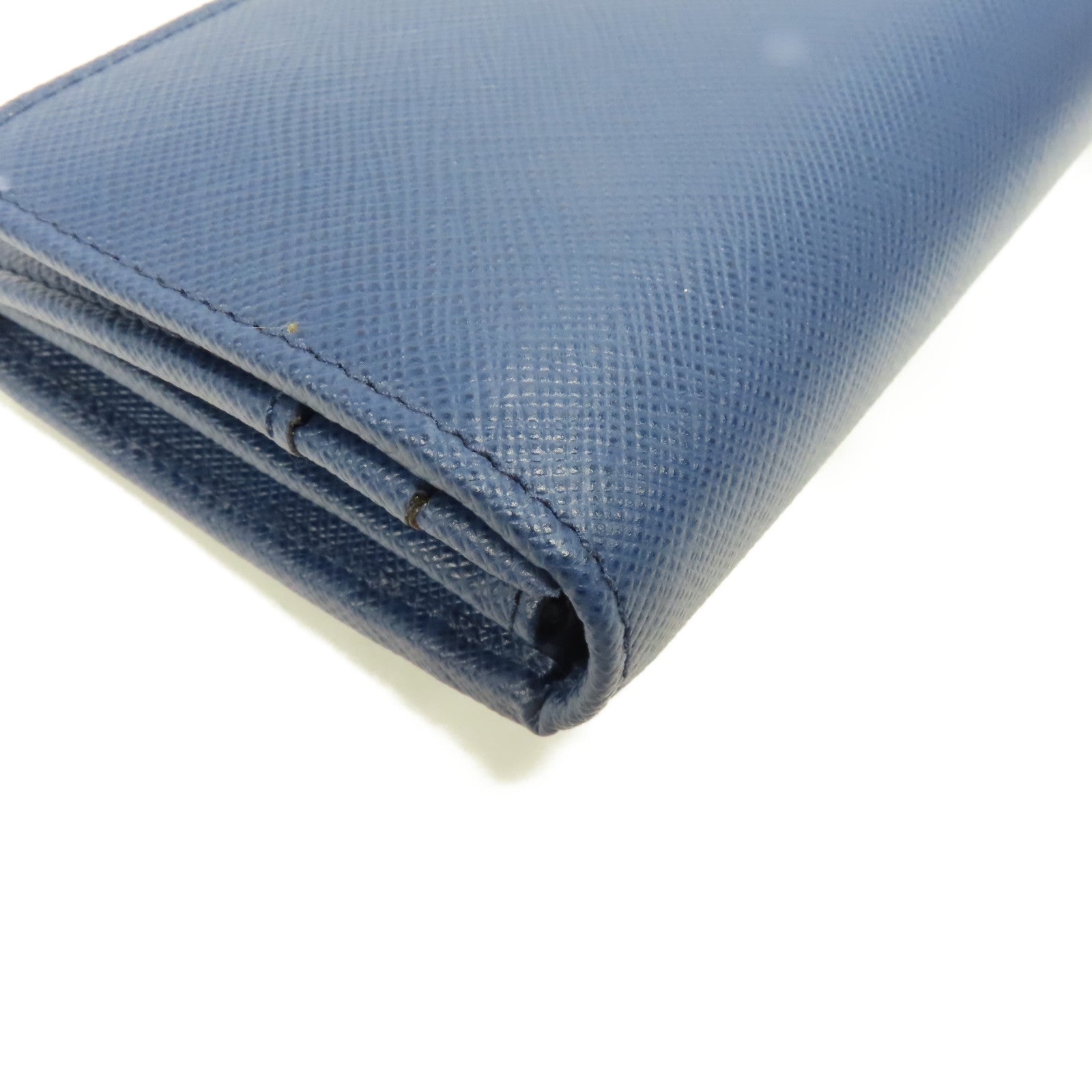 PRADA Saffiano皮革Long Wallet金扣長錢包藍色
