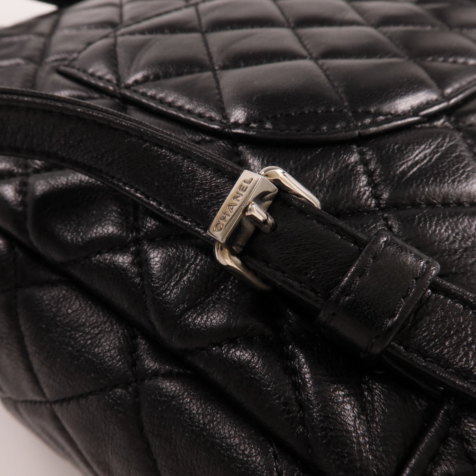 CHANEL 羊皮皮革Backpack銀扣背包
