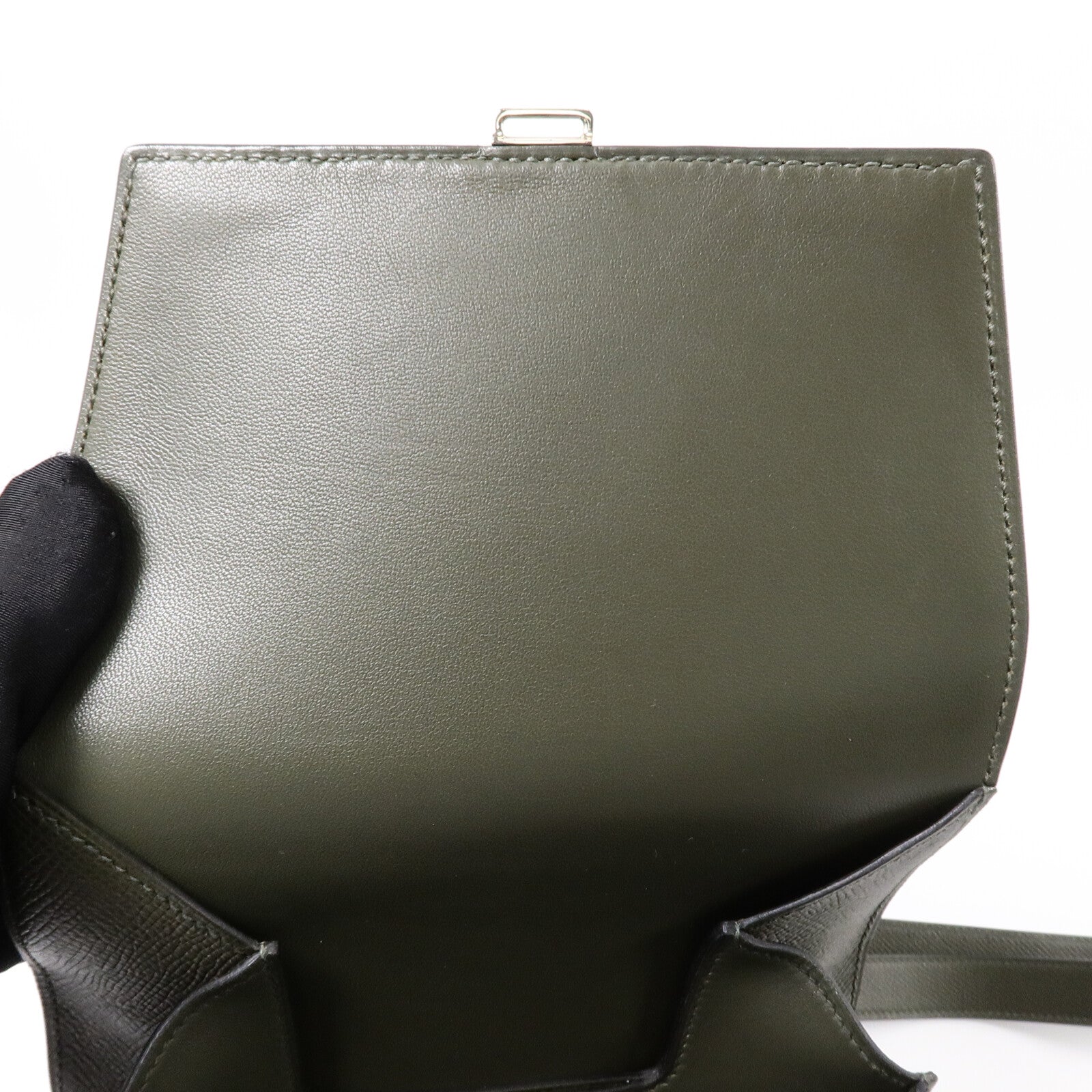 HERMES Epsom皮革Della Cavalleria Mini肩背袋Vert de Gris