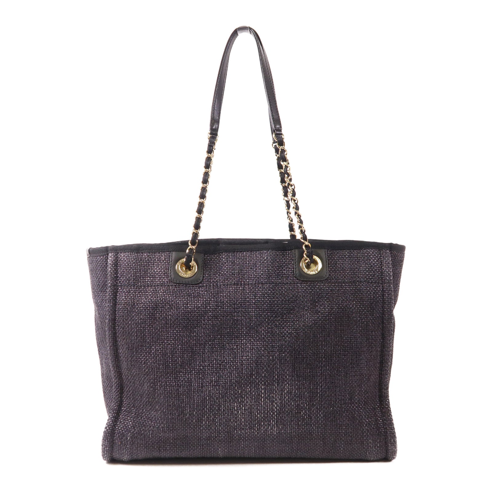 CHANEL 帆布Deauville Tote Bag金扣肩背袋/手挽袋