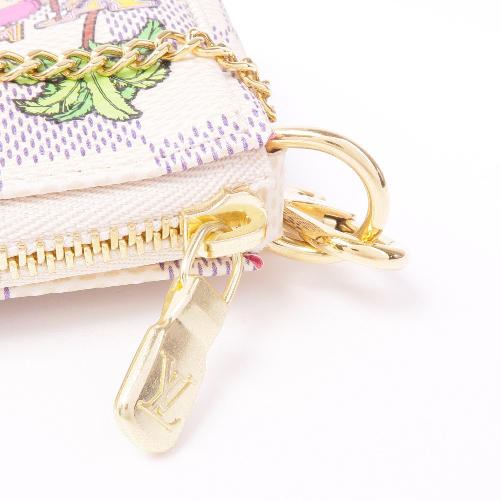 LOUIS VUITTON Damier Azur Mini Pochette金扣鏈帶手挽袋