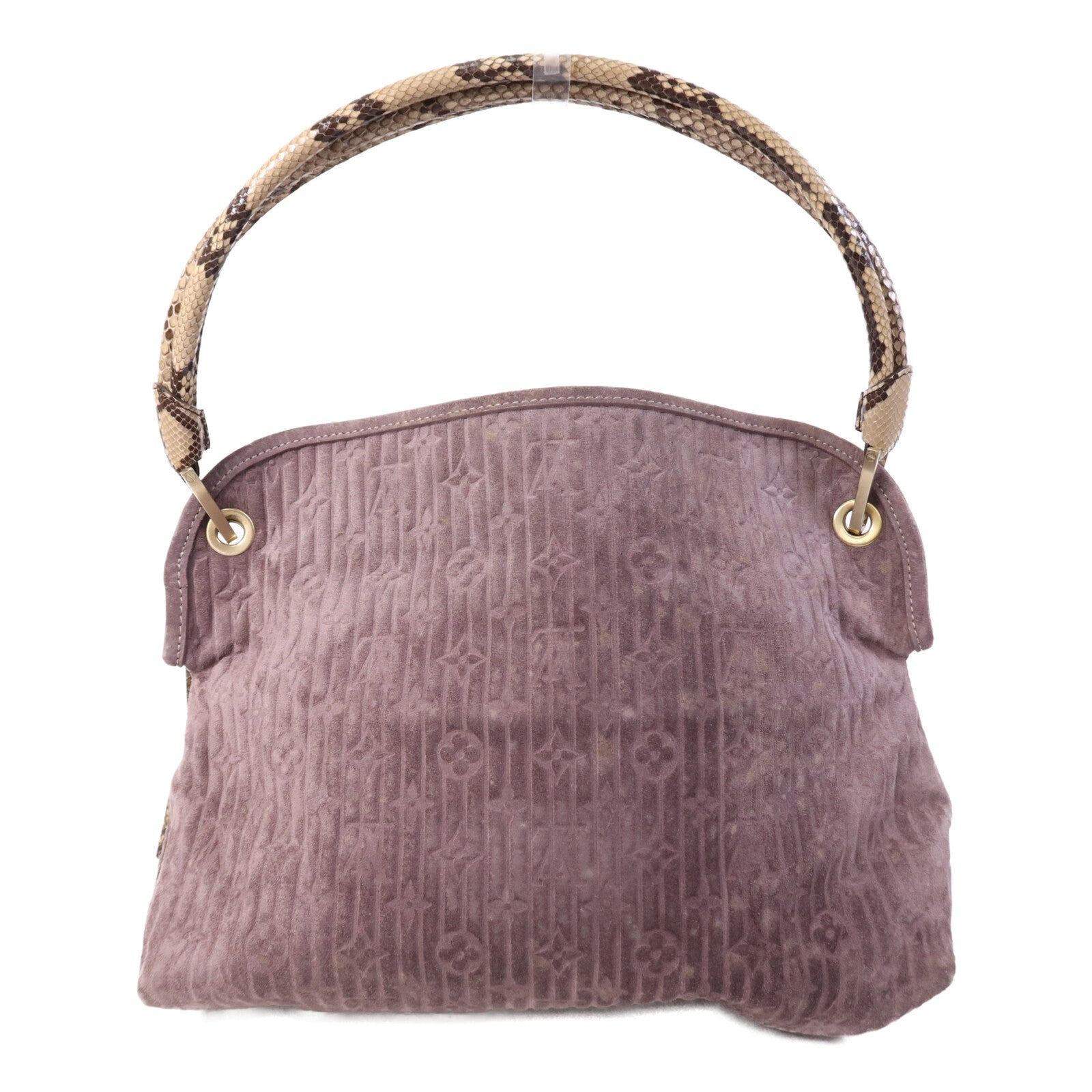 LOUIS VUITTON 【激減優惠】麂皮皮革/蛇皮Monogram Suede Whisper金扣肩背袋