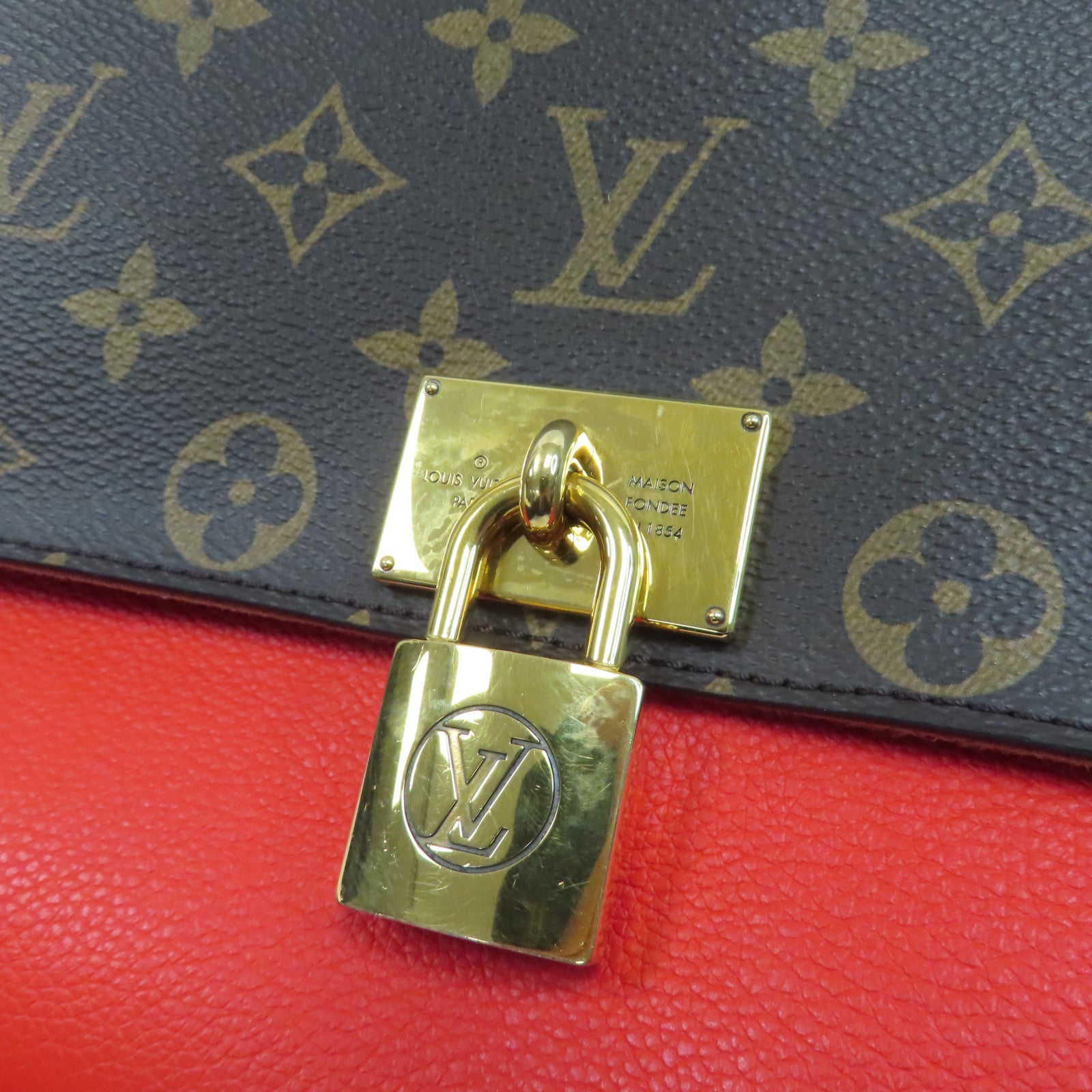 LOUIS VUITTON 【激減優惠】Monogram Marignan金扣手挽肩背兩用袋啡色/紅色