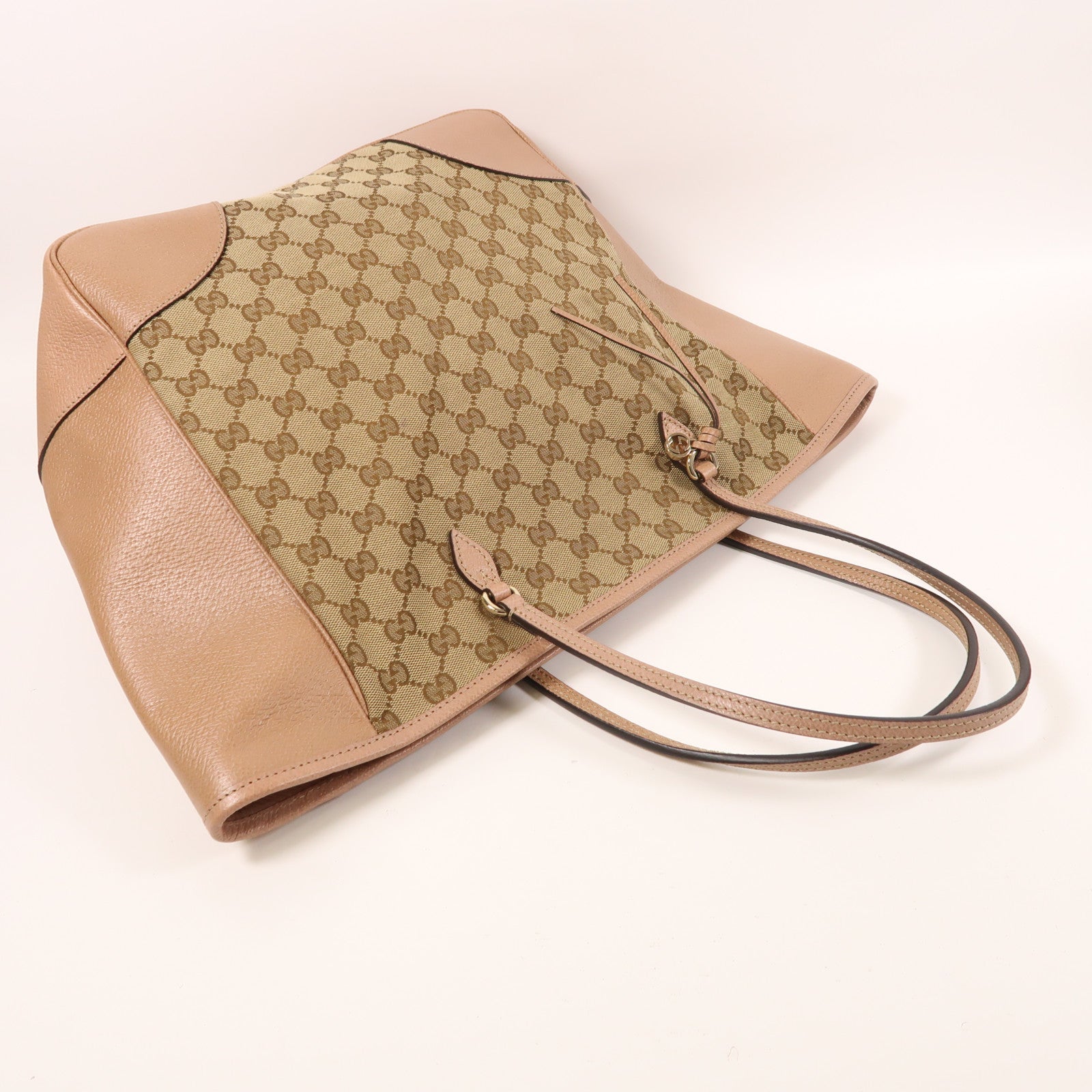 GUCCI 帆布/皮革Tote Bag金扣肩背袋