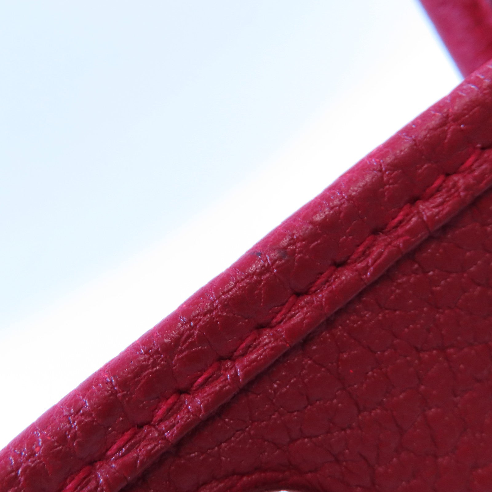 HERMES PHW Garden Party TPM Handbag Negonda Leather Q5 Rouge Casaque Red