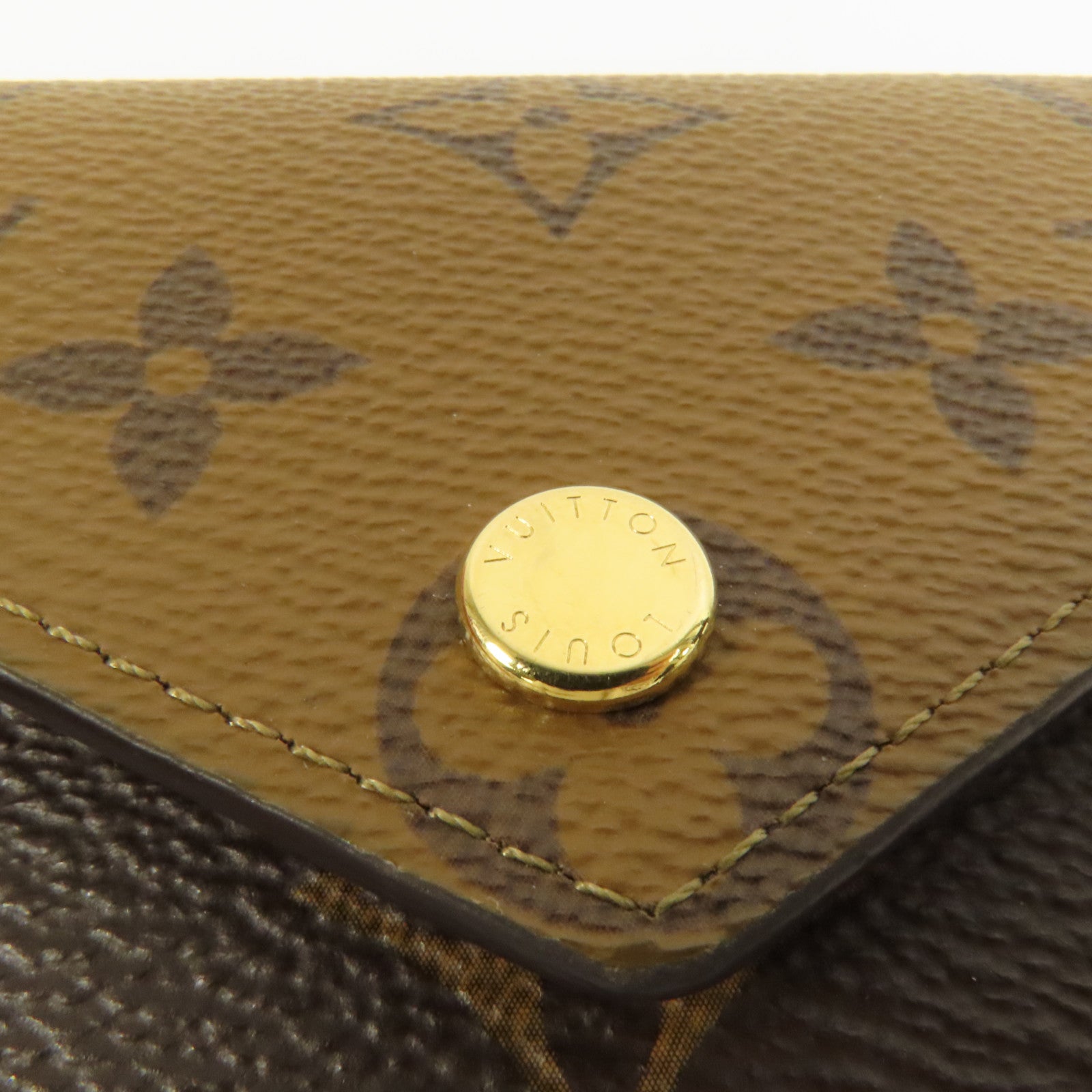 LOUIS VUITTON Monogram/Monogram Reverse Victorine Wallet金扣錢包棕色