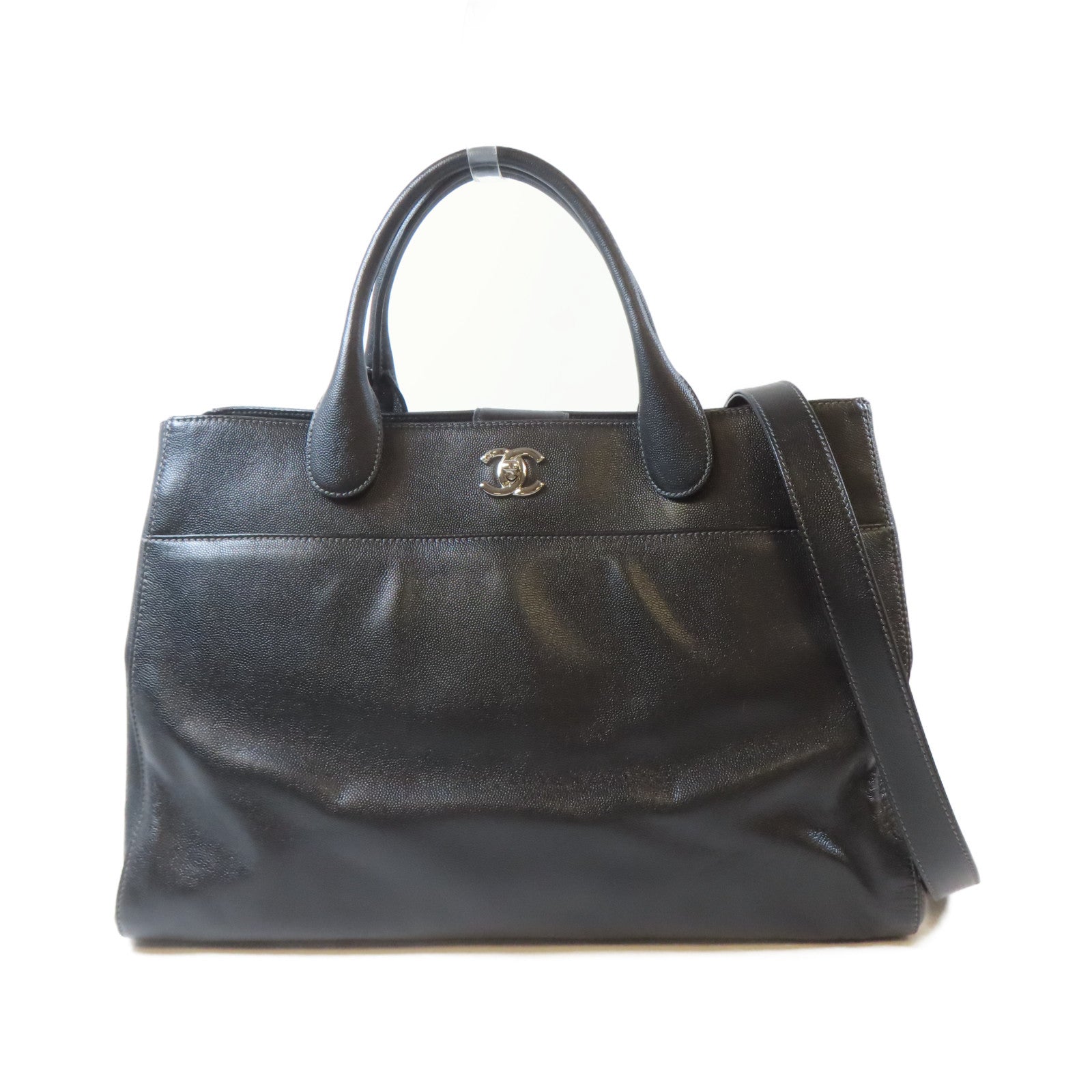 CHANEL 【激減優惠】Caviar皮革2 Way Shoulder Bag銀扣手挽肩背兩用袋黑色