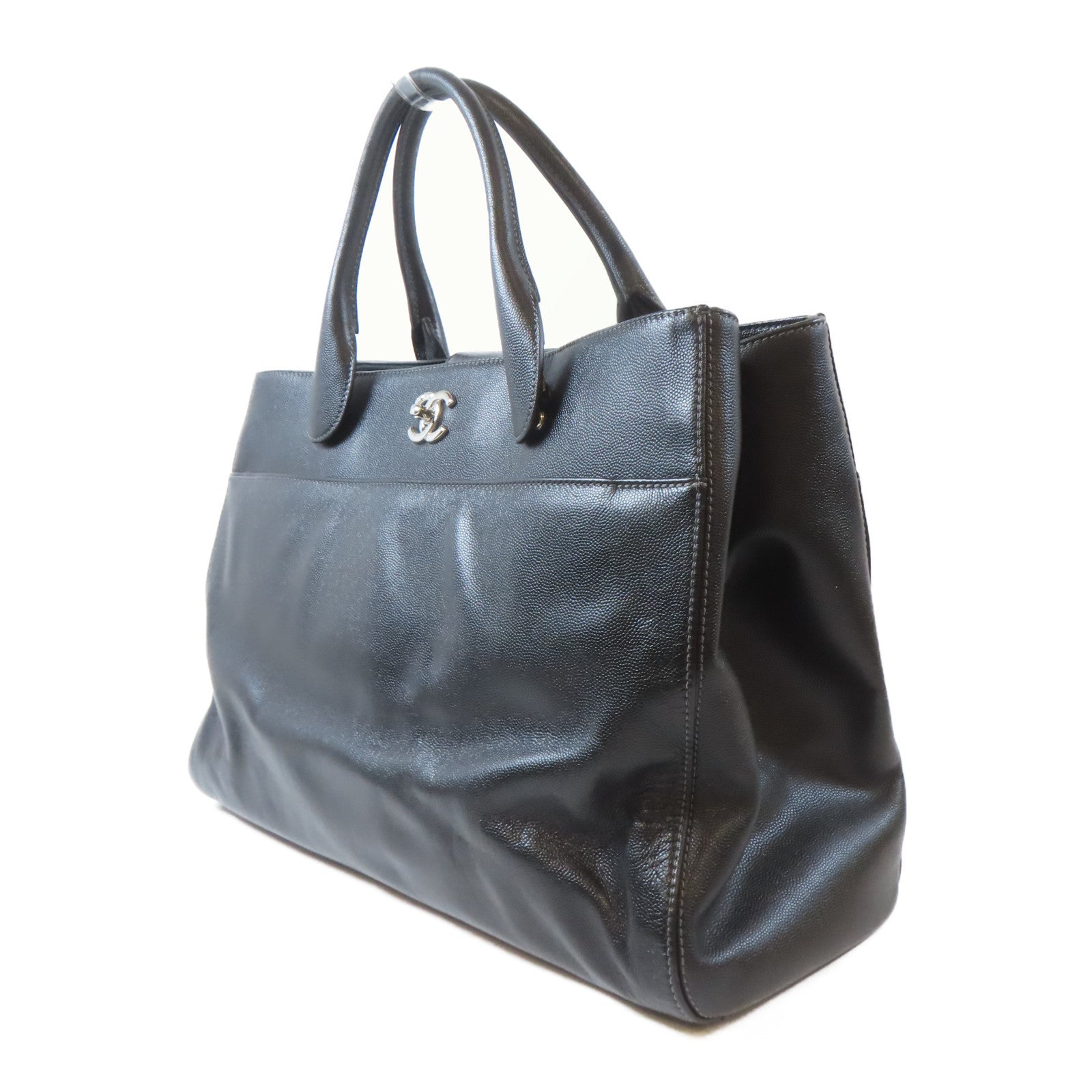CHANEL 【激減優惠】Caviar皮革2 Way Shoulder Bag銀扣手挽肩背兩用袋黑色