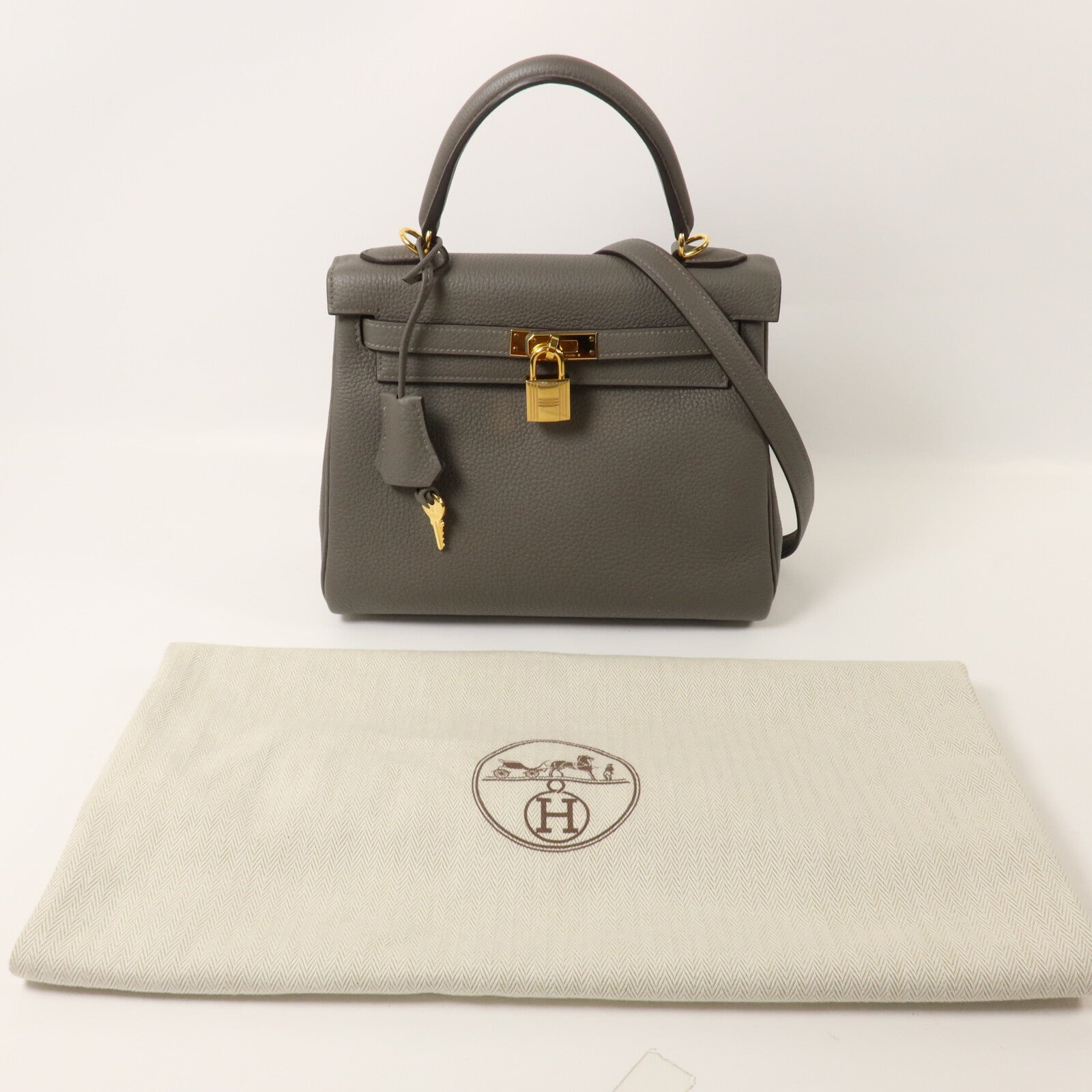 HERMES Togo皮革Kelly 25手挽肩背兩用袋Gris Meyer