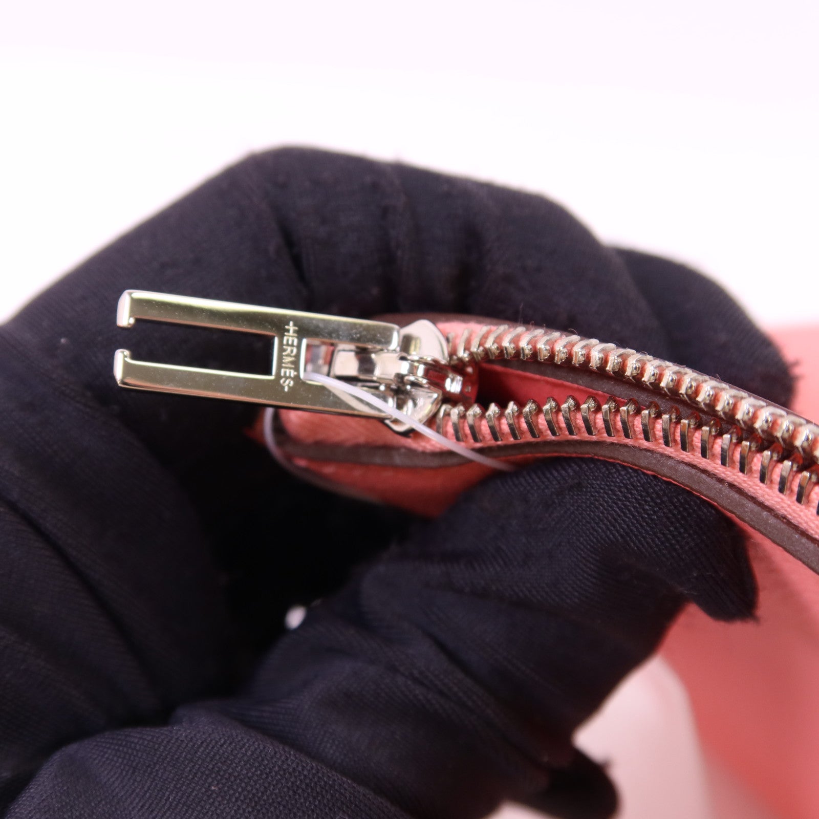 HERMES Evercolor皮革Zipengo Pouch銀扣小袋Rose Azalee