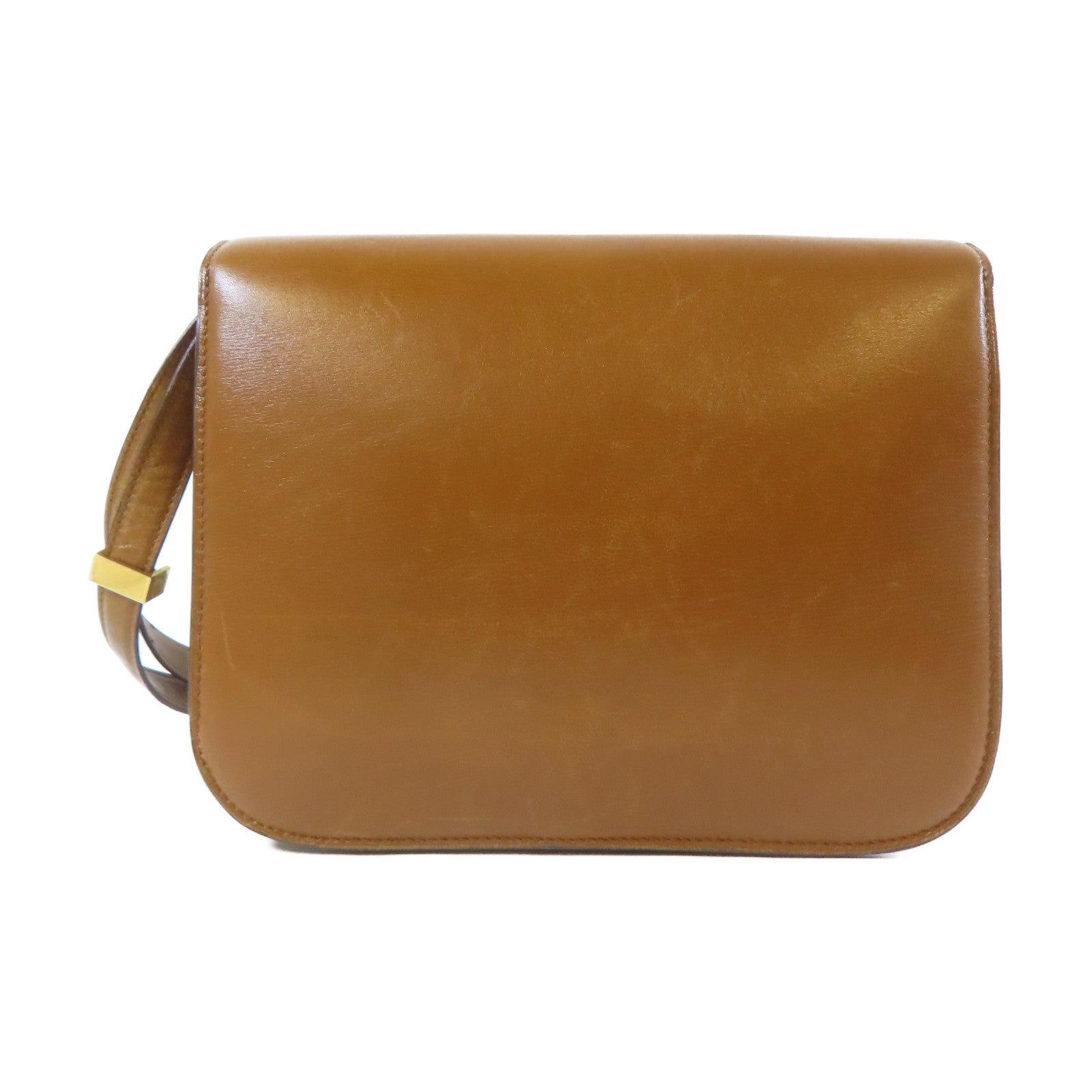 CELINE 牛皮皮革Box Shoulder Bag金扣肩背袋啡色