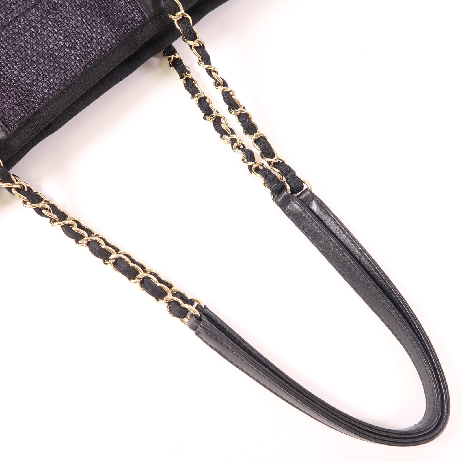 CHANEL 帆布Deauville Tote Bag金扣肩背袋/手挽袋
