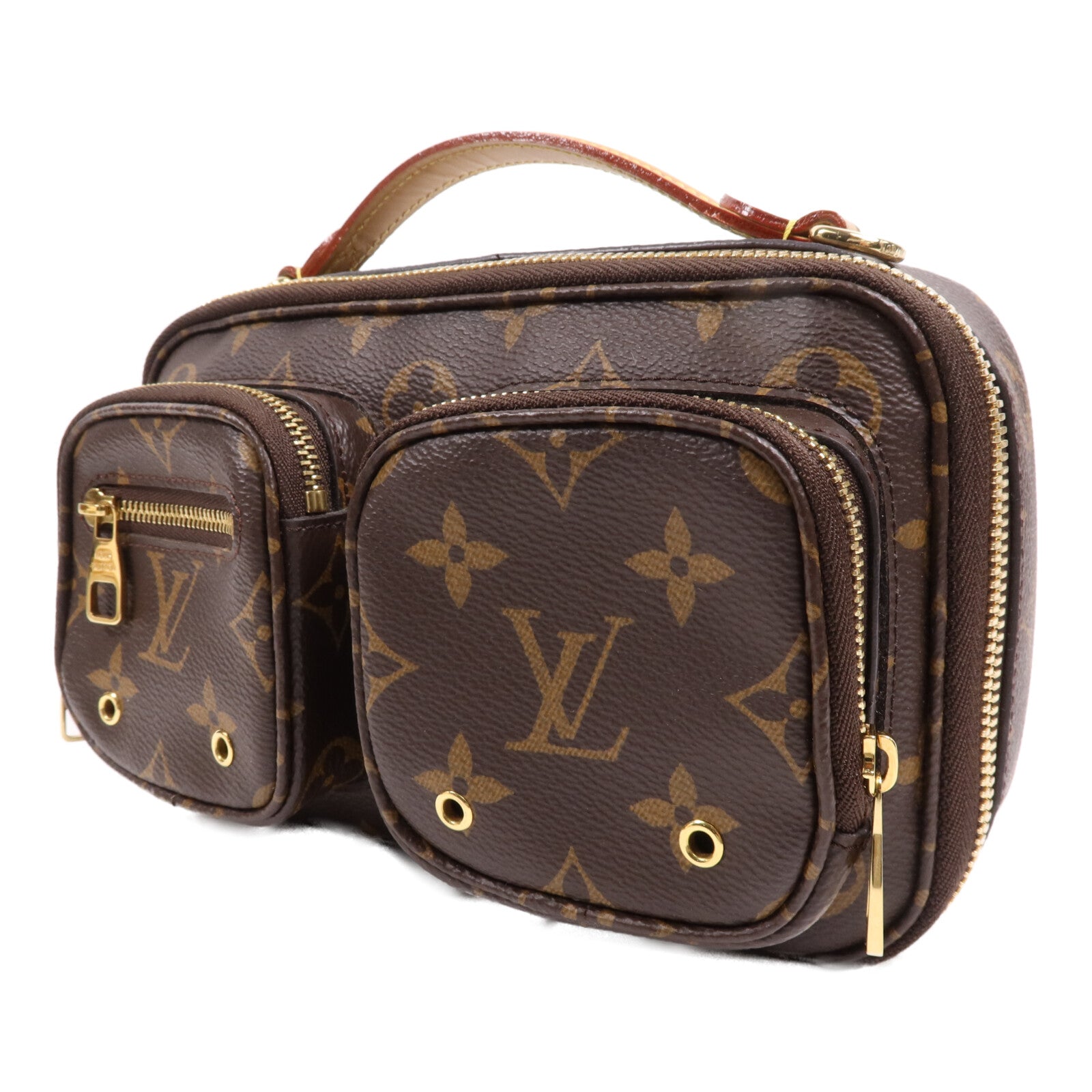 LOUIS VUITTON Monogram Utility金扣手挽肩背兩用袋棕色