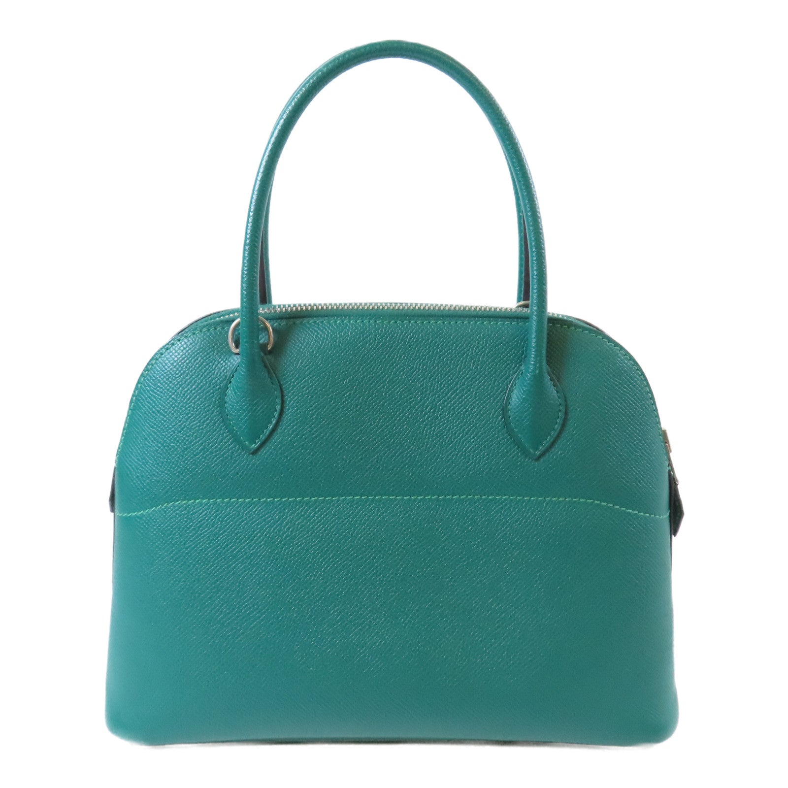 HERMES Epsom皮革Bolide 27銀扣手挽肩背兩用袋Malachite/綠色