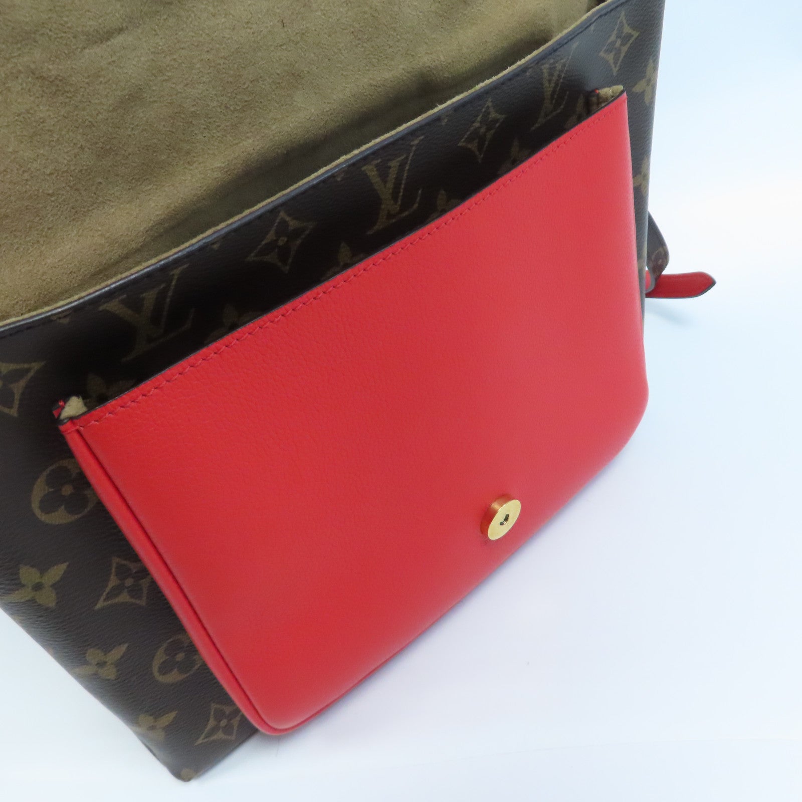 LOUIS VUITTON 【激減優惠】Monogram Marignan金扣手挽肩背兩用袋啡色/紅色