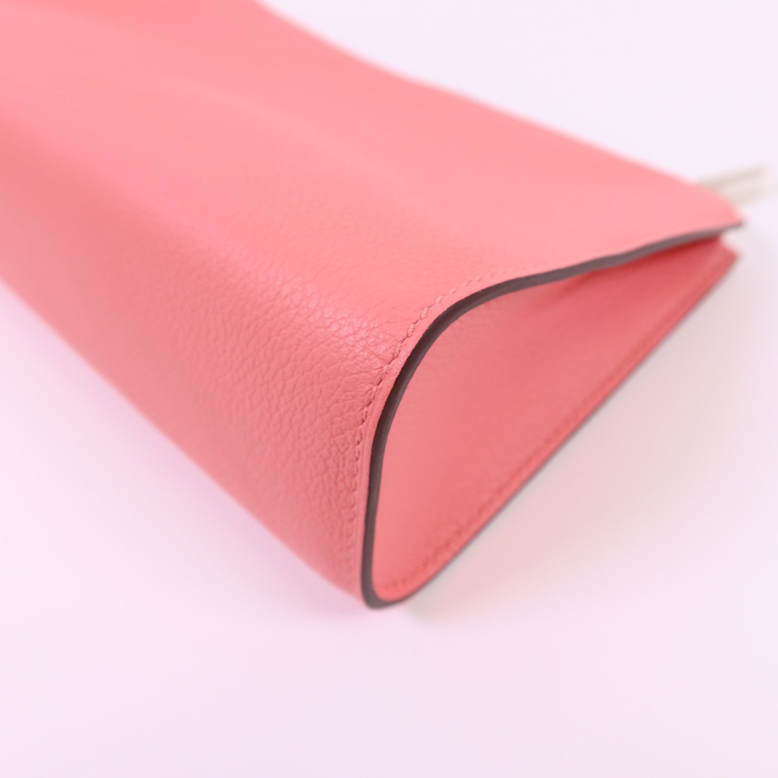 HERMES Evercolor皮革Zipengo Pouch銀扣小袋Rose Azalee