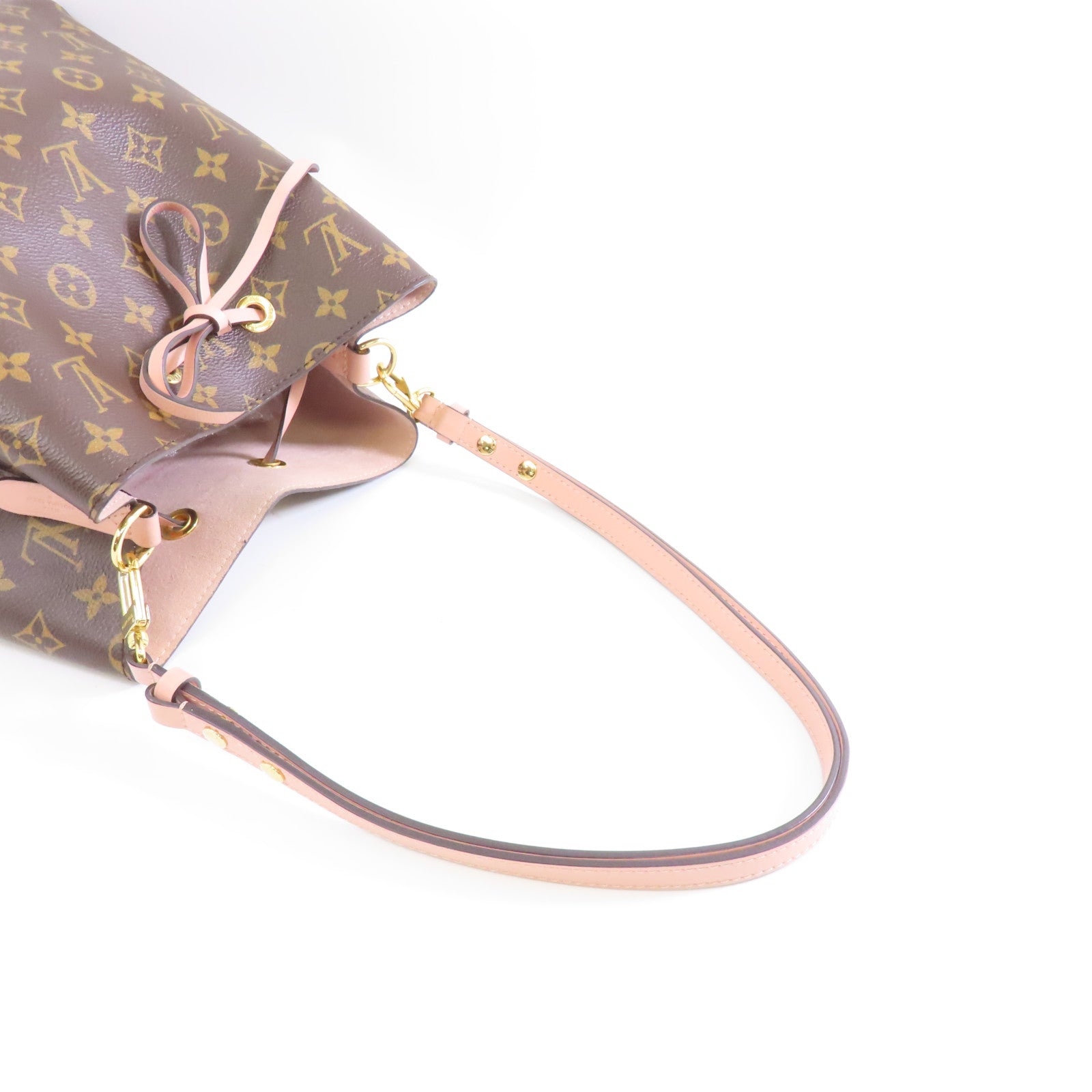 LOUIS VUITTON Monogram Neo Noe MM金扣肩背袋啡色/粉紅色