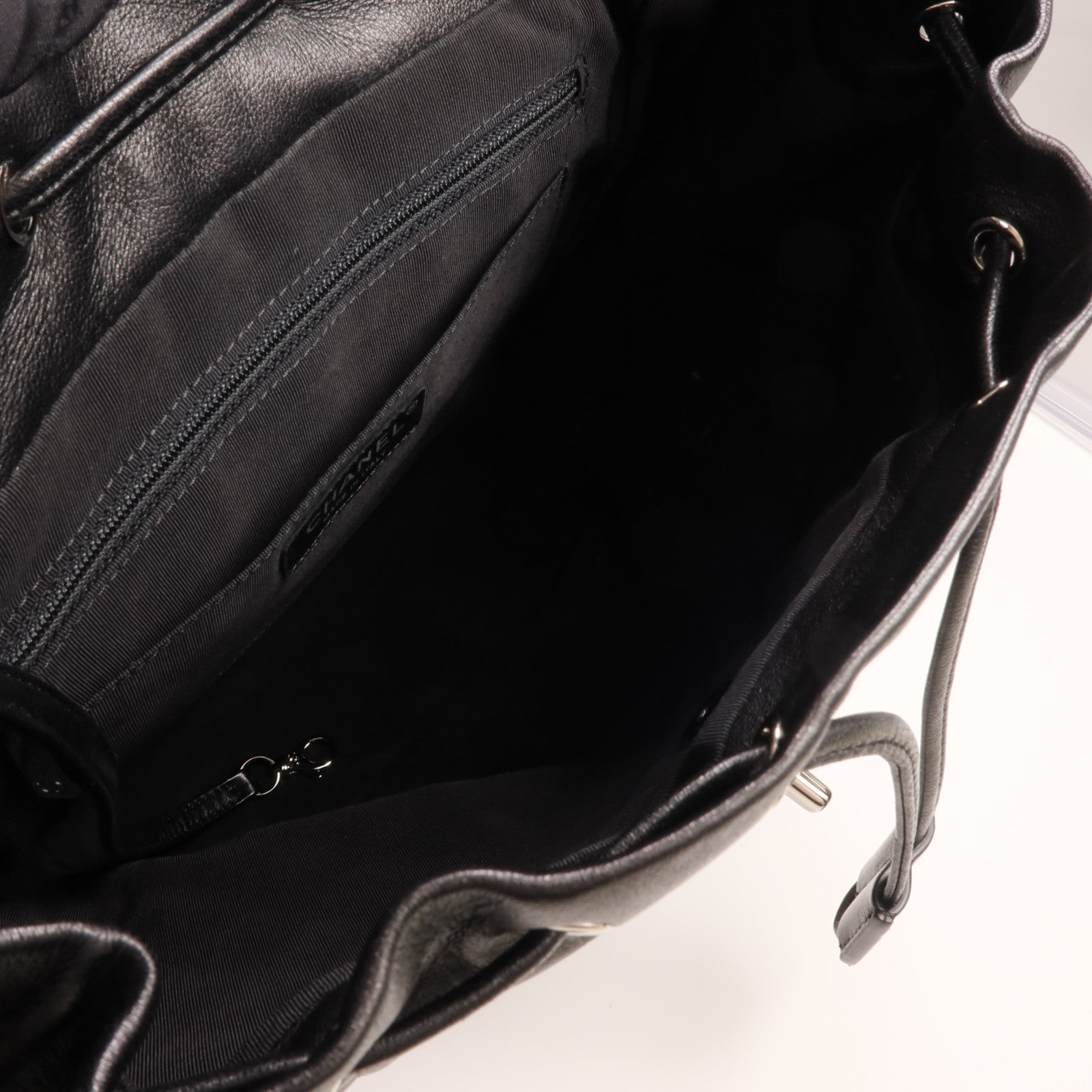 CHANEL 羊皮皮革Backpack銀扣背包