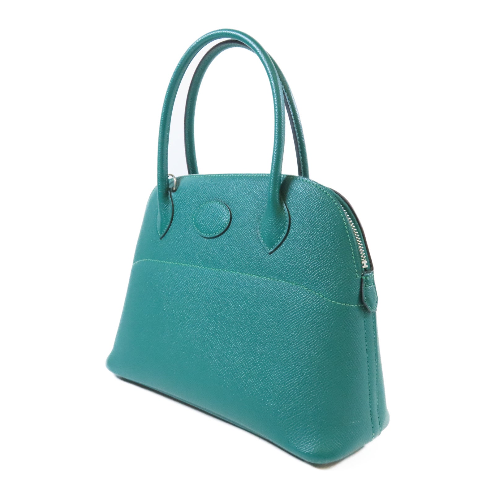 HERMES Epsom皮革Bolide 27銀扣手挽肩背兩用袋Malachite/綠色