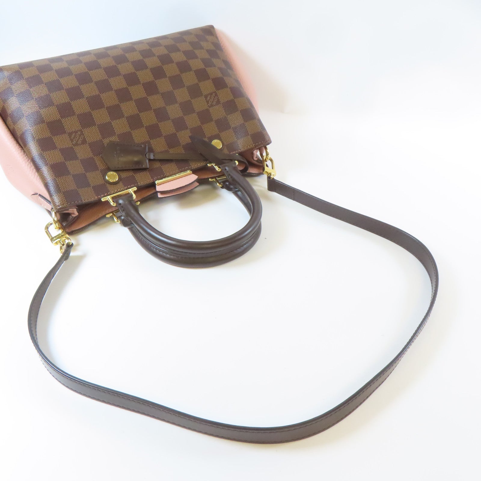 LOUIS VUITTON Damier Brittany金扣手挽肩背兩用袋啡色