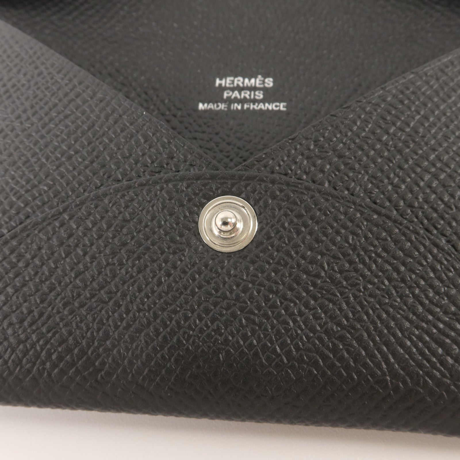 HERMES Epsom皮革Calvi Card Case卡片套Noir