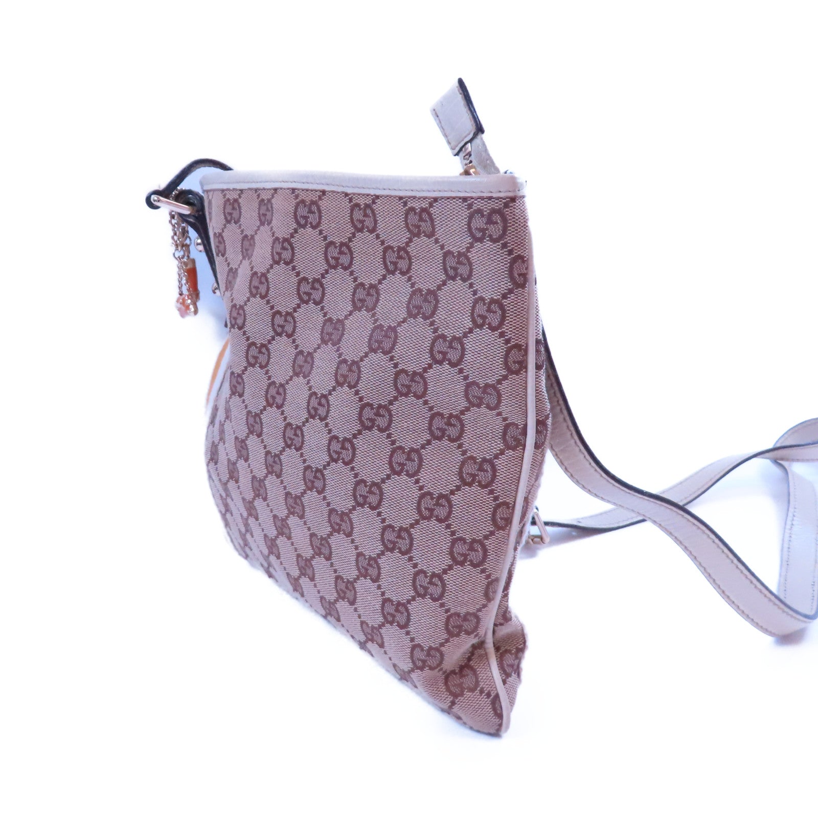 GUCCI 帆布Shoulder Bag金扣肩背袋米色