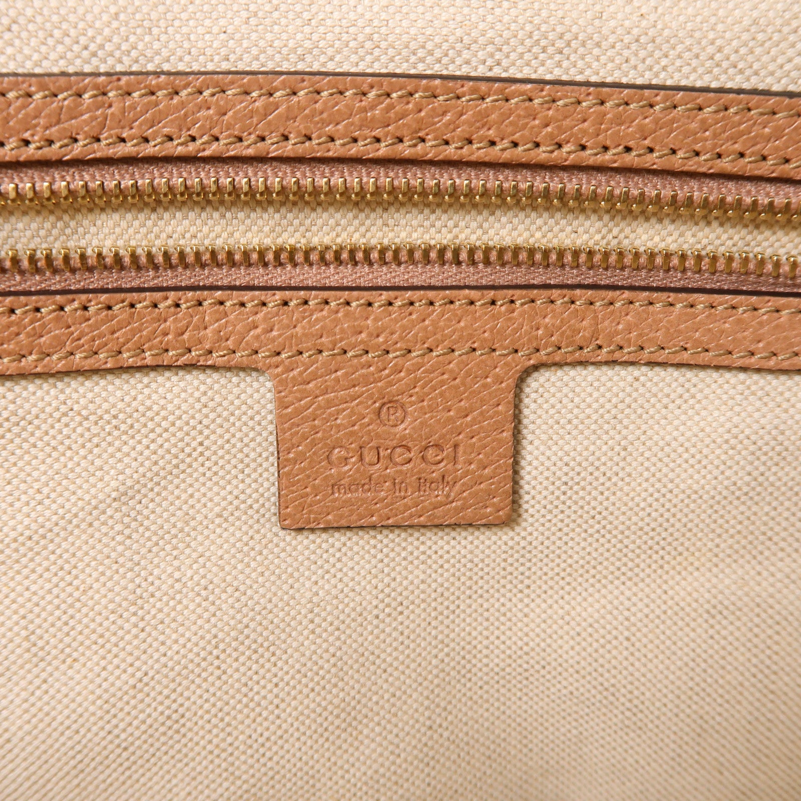 GUCCI 帆布/皮革Tote Bag金扣肩背袋