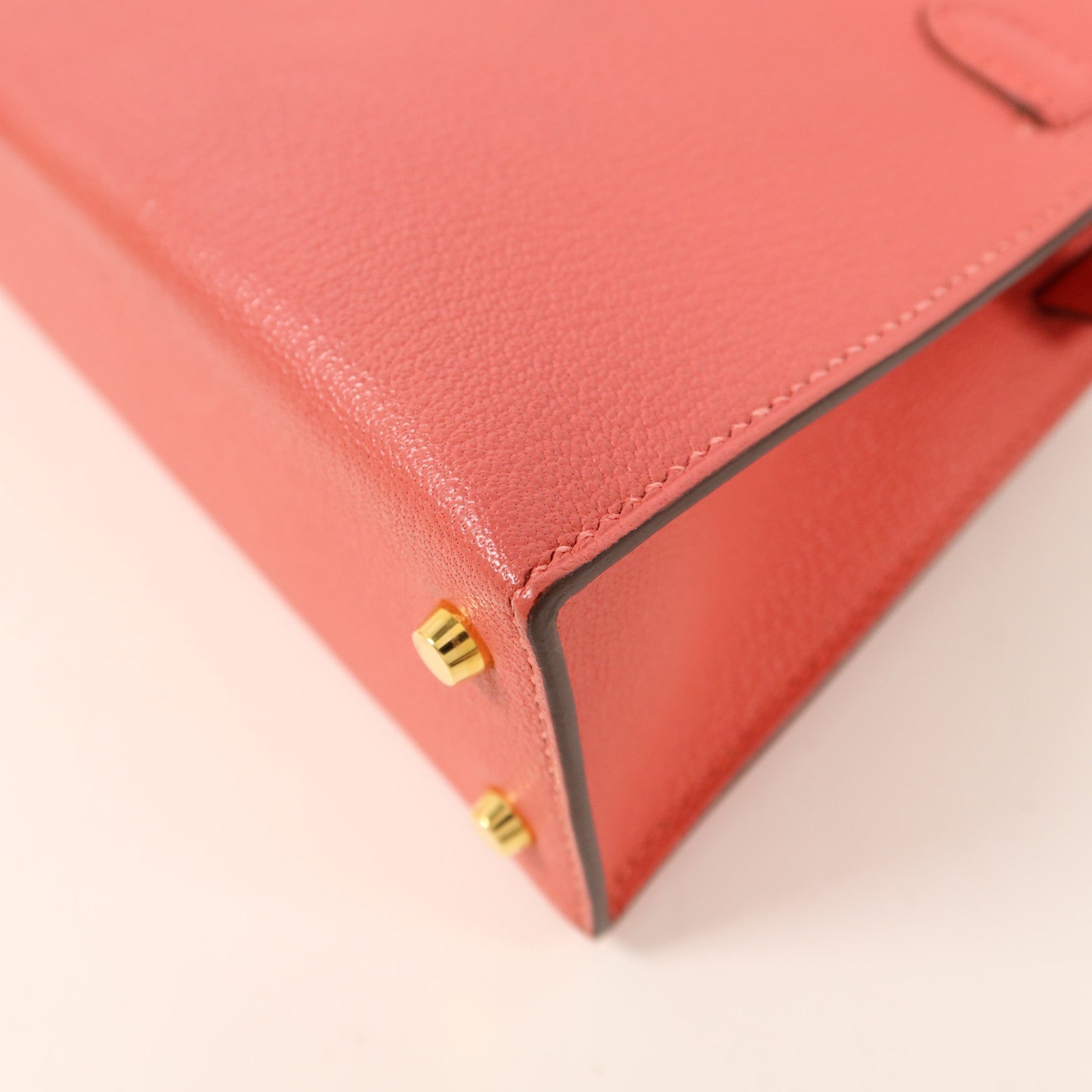HERMES Chevre皮革Mini Kelly II手挽肩背兩用袋Rose Extreme