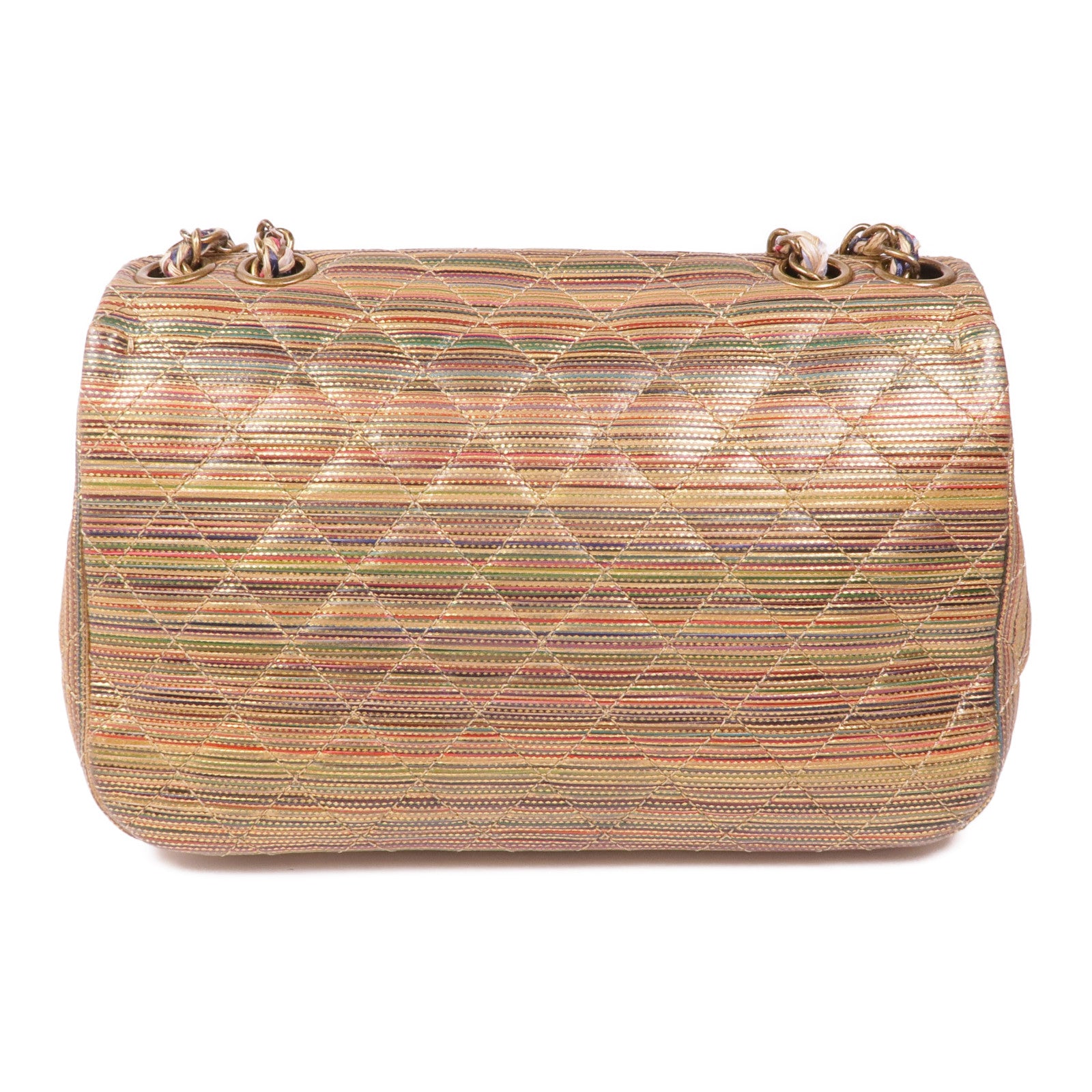 CHANEL 皮革Mini Classic Multicolour金扣鏈帶肩背袋