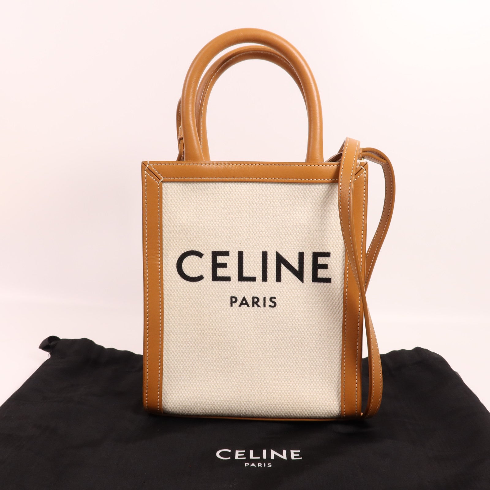 CELINE 帆布Mini Vertical Cabas金扣手挽肩背兩用袋