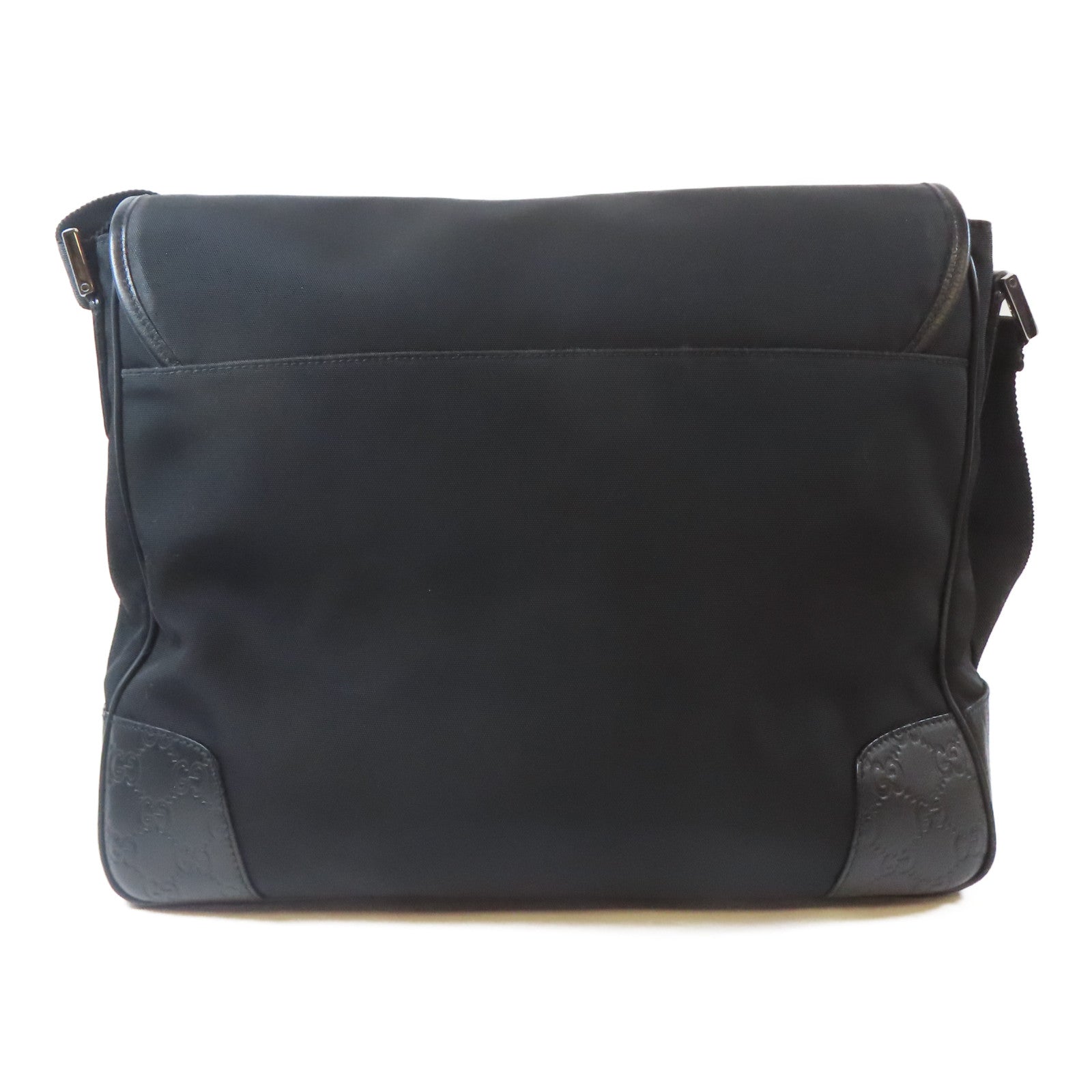 GUCCI 尼龍Shoulder Bag銀扣肩背袋黑色