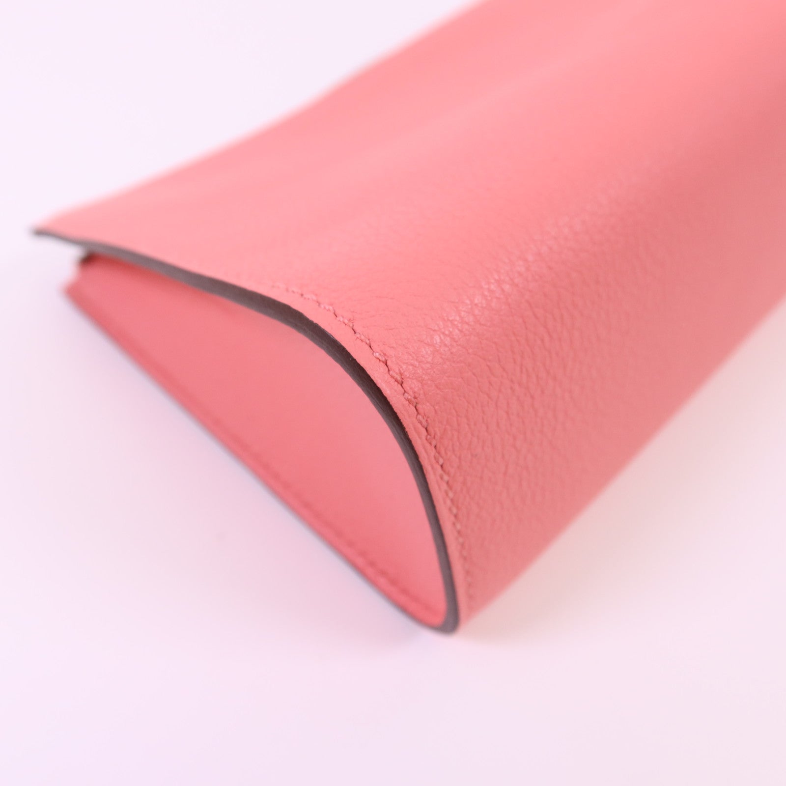 HERMES Evercolor皮革Zipengo Pouch銀扣小袋Rose Azalee