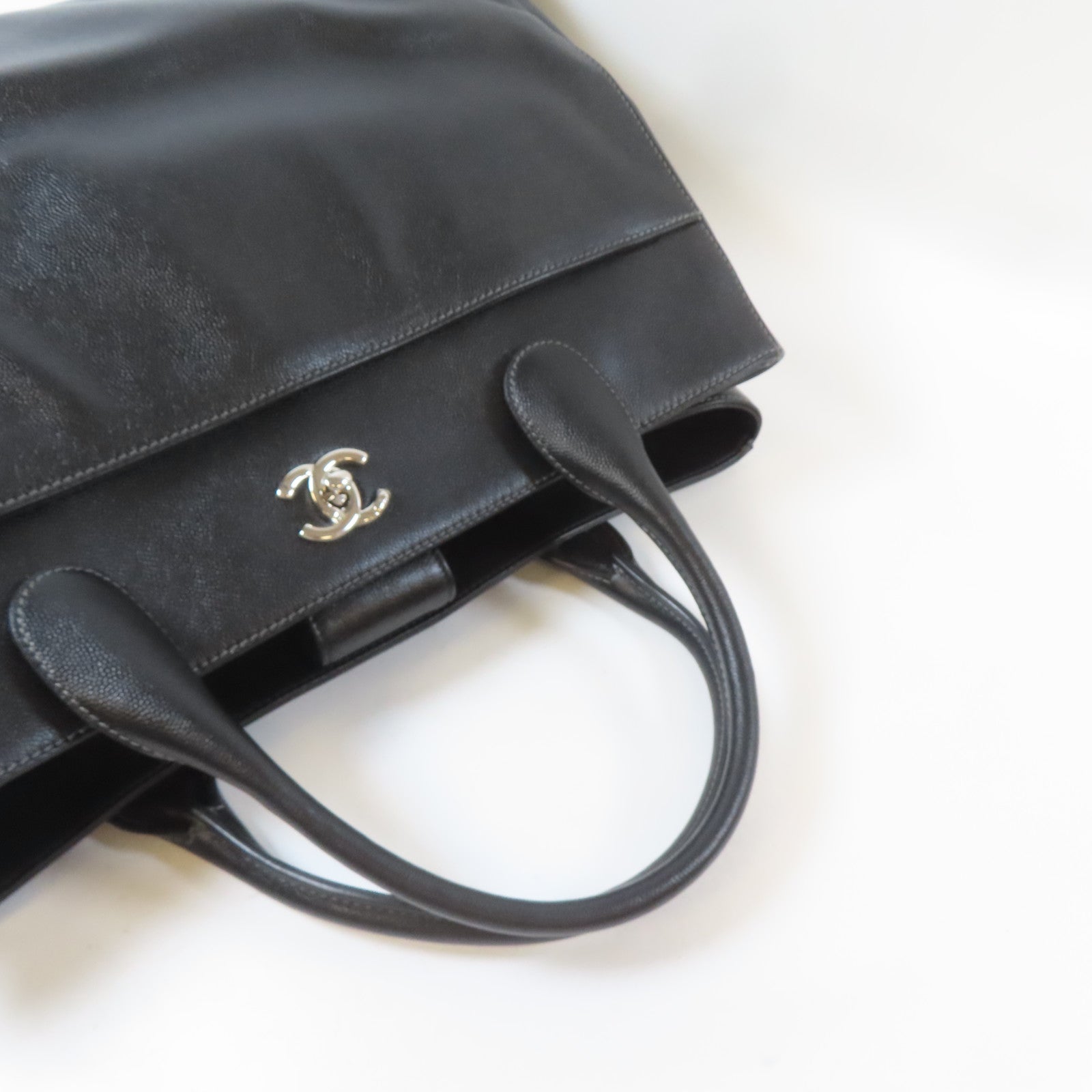 CHANEL 【激減優惠】Caviar皮革2 Way Shoulder Bag銀扣手挽肩背兩用袋黑色