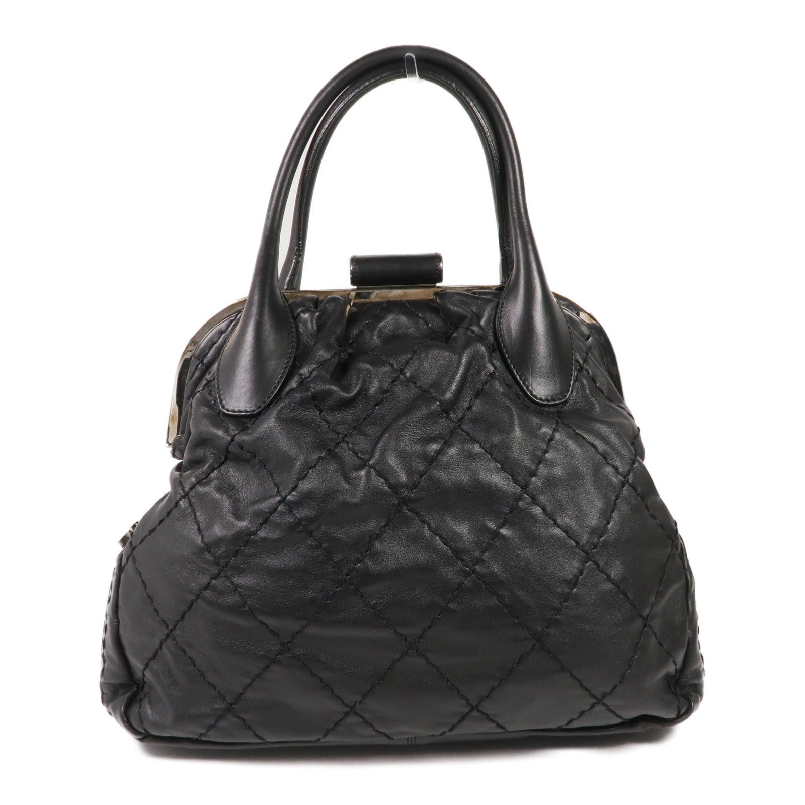 CHANEL 牛皮皮革Handbag銀扣手挽袋