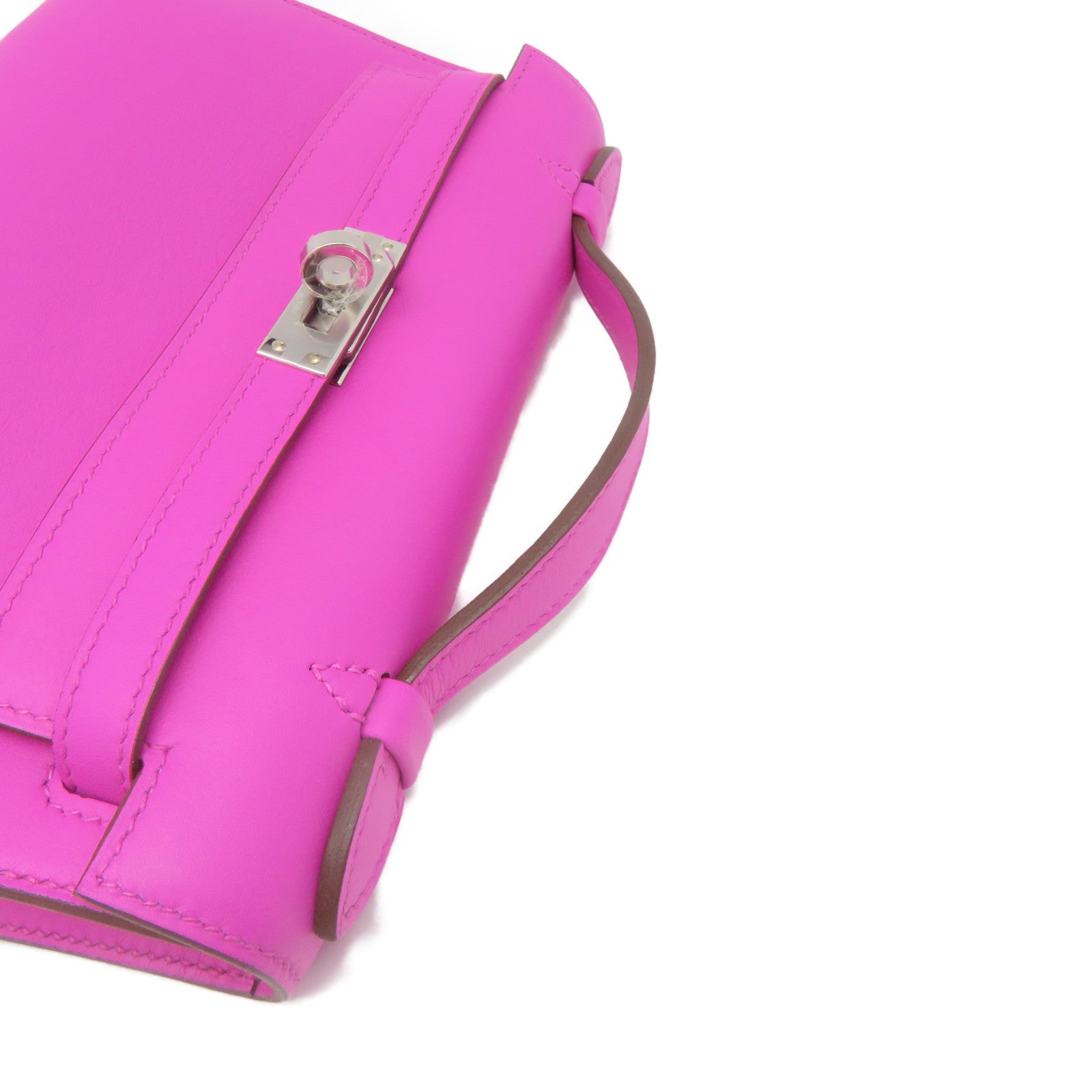 HERMES 【激減優惠】Swift皮革Mini Kelly Handbag銀扣手挽袋Magnolia玉蘭紫色