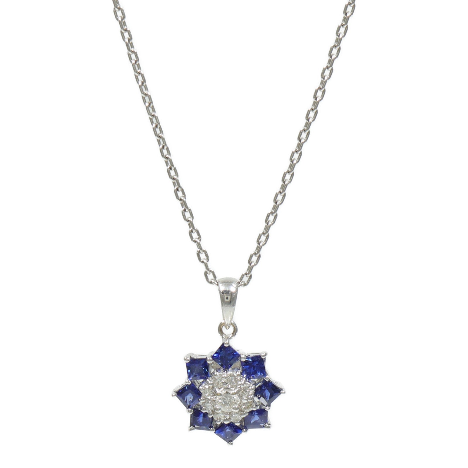 JEWELRY 18K白金/PT850鉑金Sapphire Diamond藍寶石/鑽石項鍊